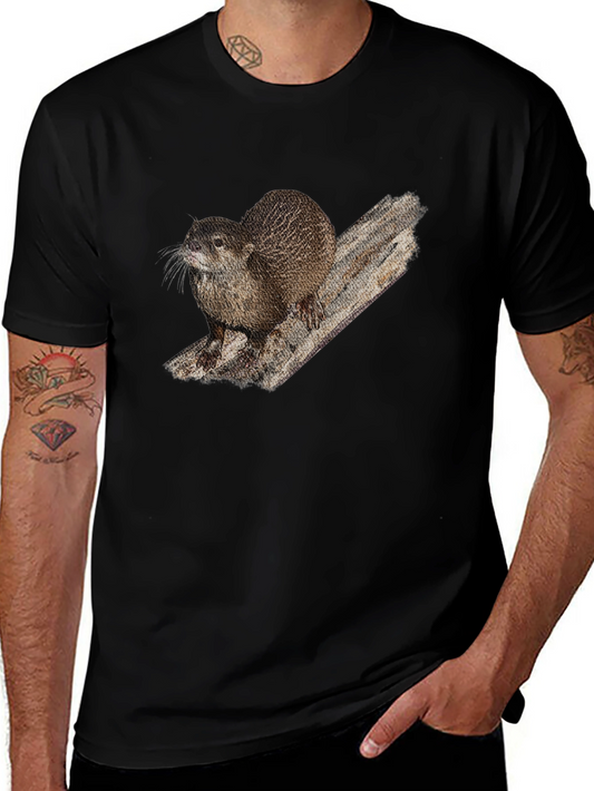 Otter Graphic Print Black T-Shirt