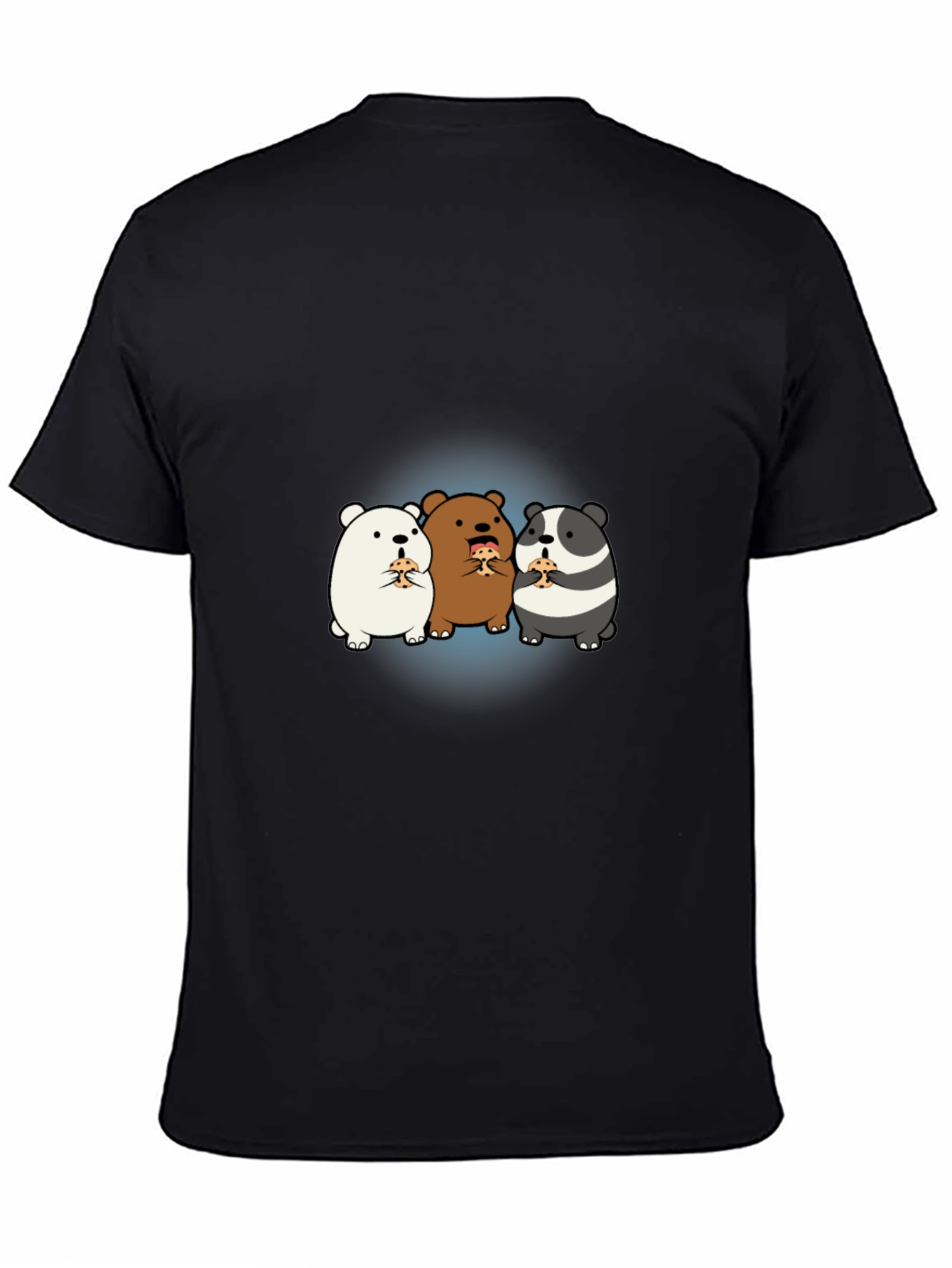 Cartoon Bear Pizza T-Shirt - Black