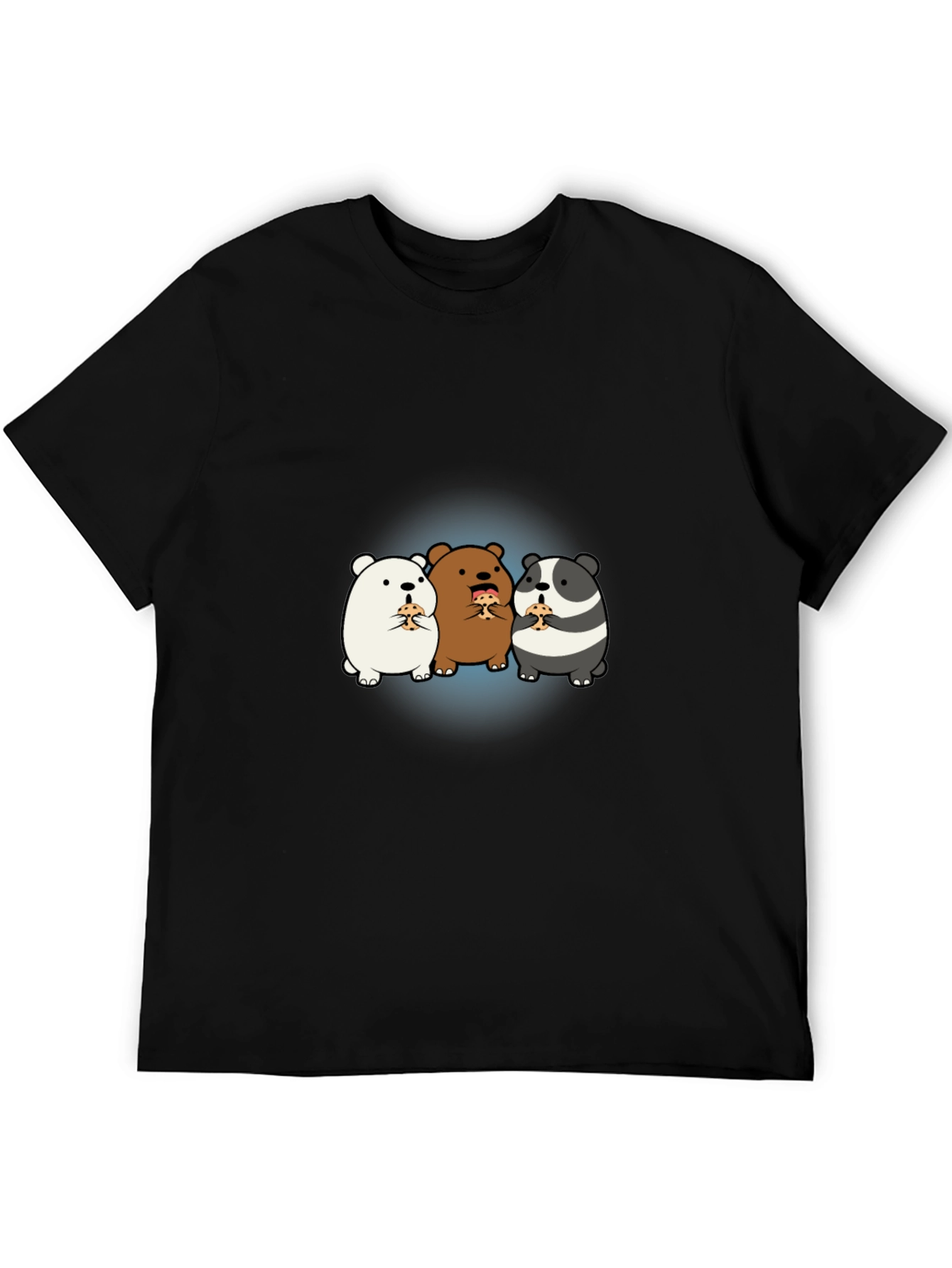 Cartoon Bear Pizza T-Shirt - Black