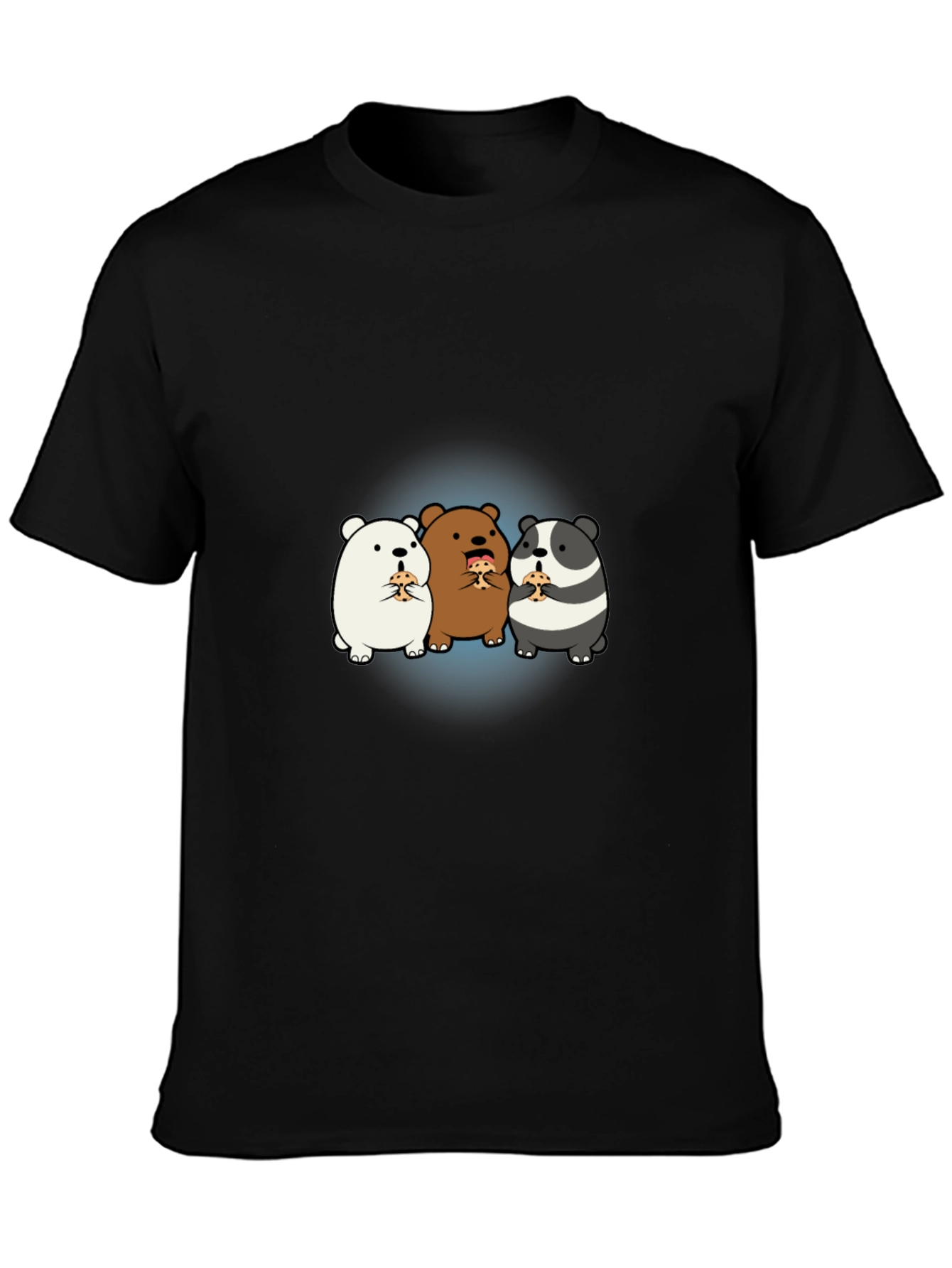 Cartoon Bear Pizza T-Shirt - Black
