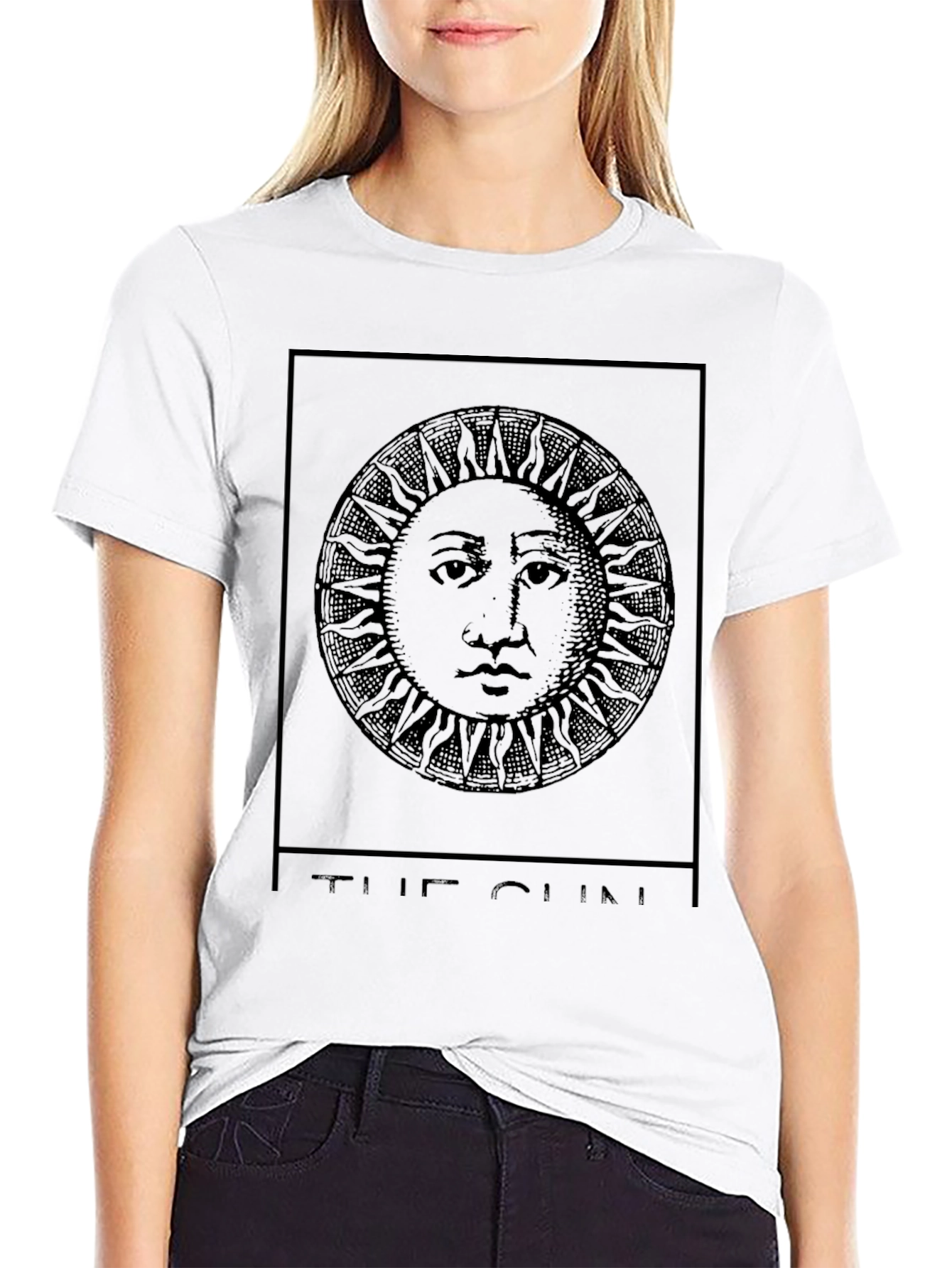 The Sun Tarot Card Graphic Black T-Shirt
