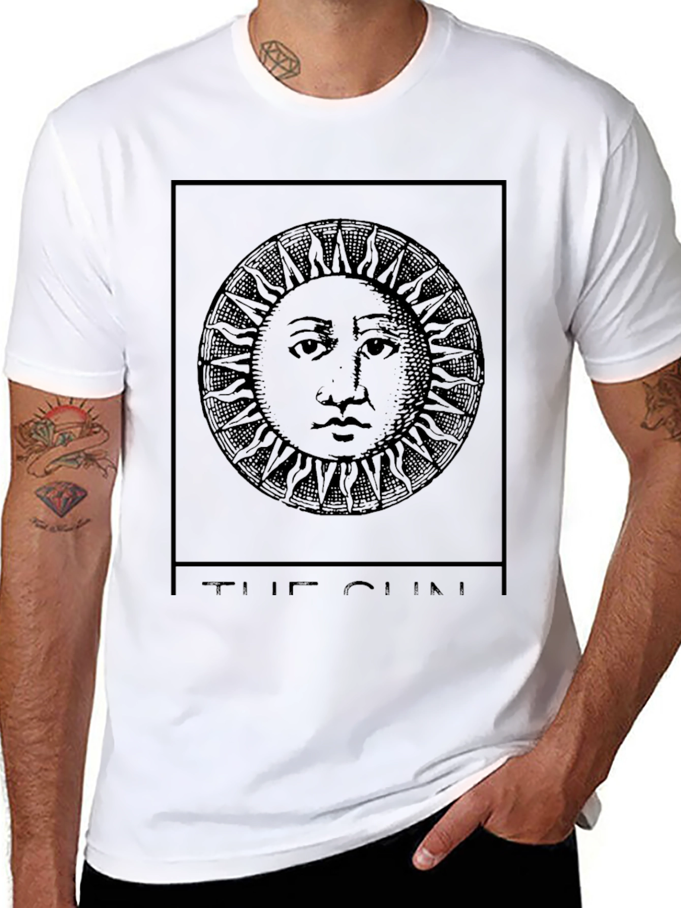 The Sun Tarot Card Graphic Black T-Shirt