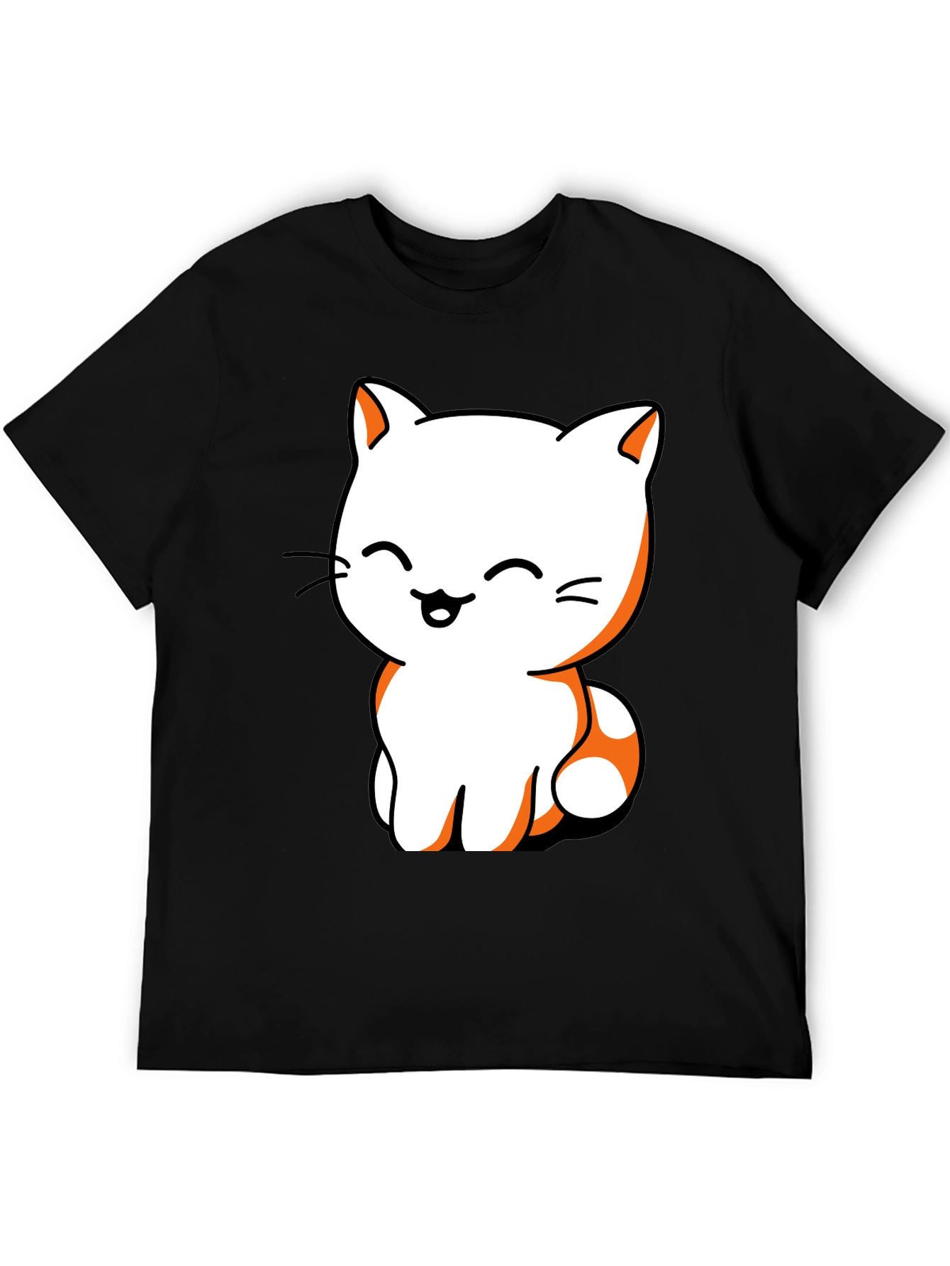 Cute Cat Graphic Tee - Black