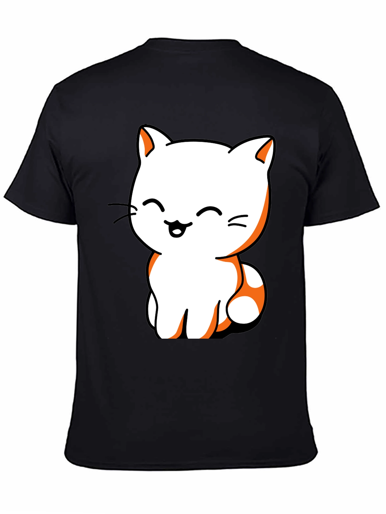 Cute Cat Graphic Tee - Black