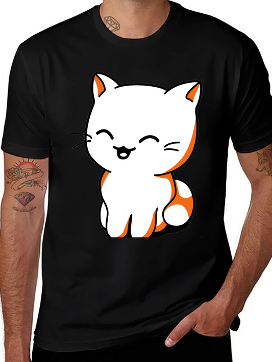 Cute Cat Graphic Tee - Black