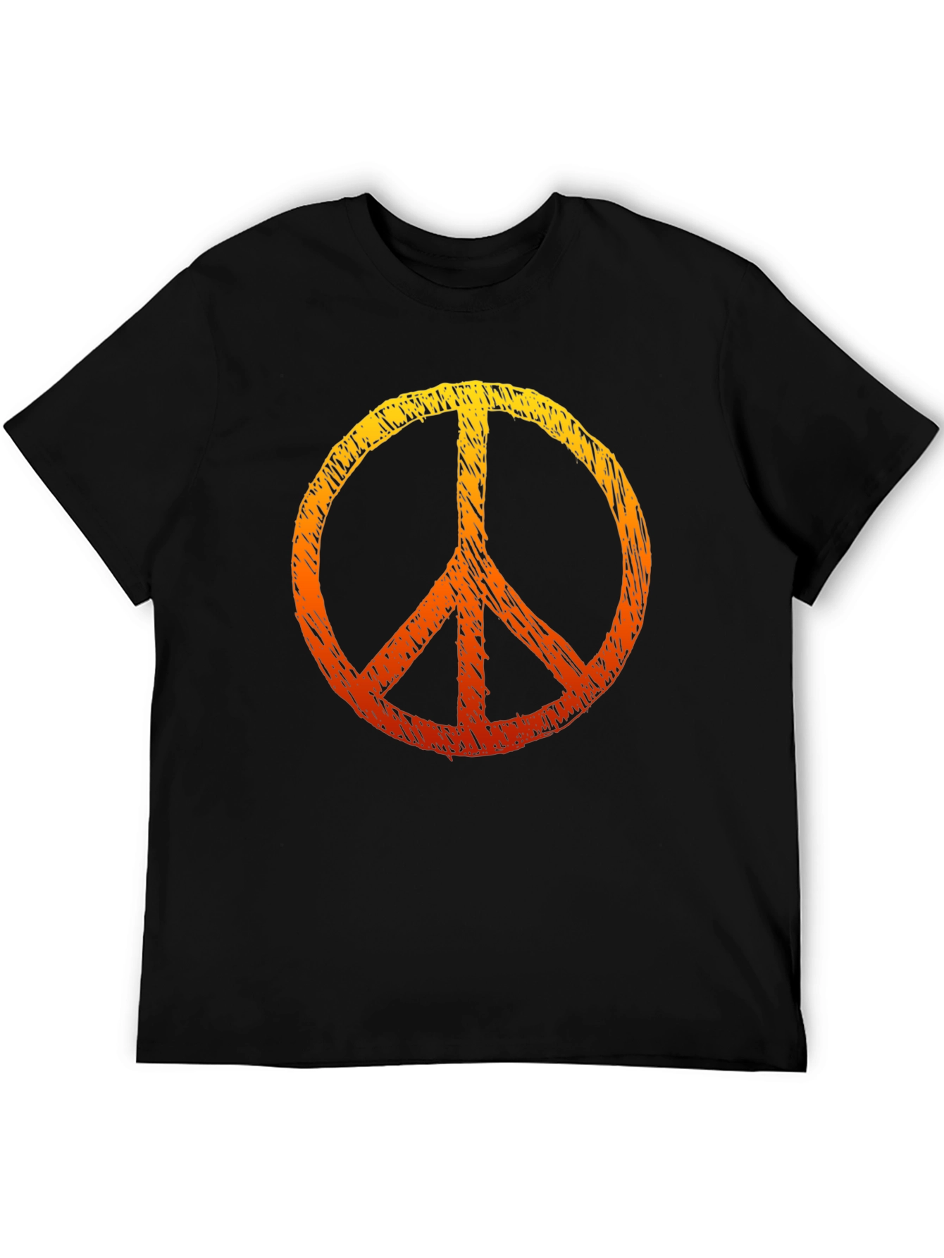 Peace Sign Graphic Tee - Black Cotton T-Shirt