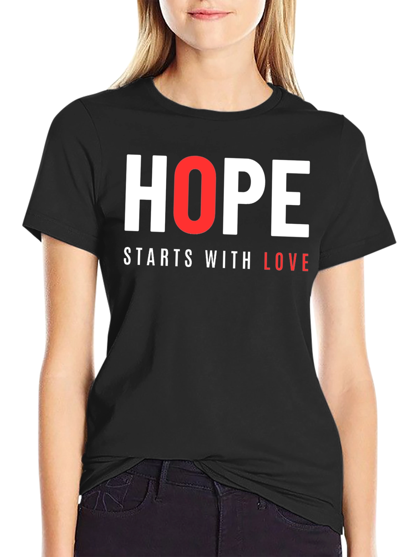 Hope Starts With Love Graphic Tee - Black