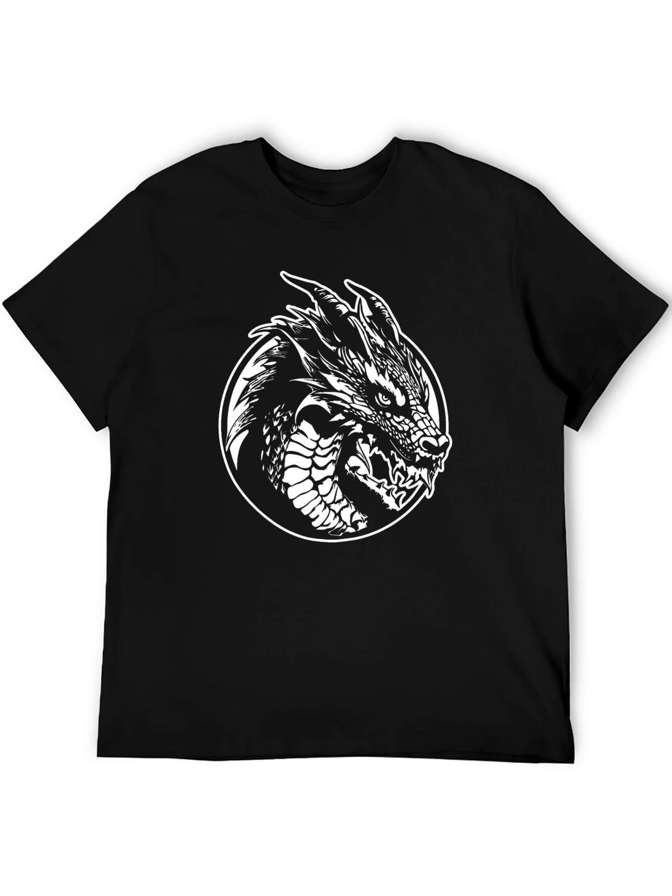 Dragon Graphic Tee - Black Cotton T-Shirt