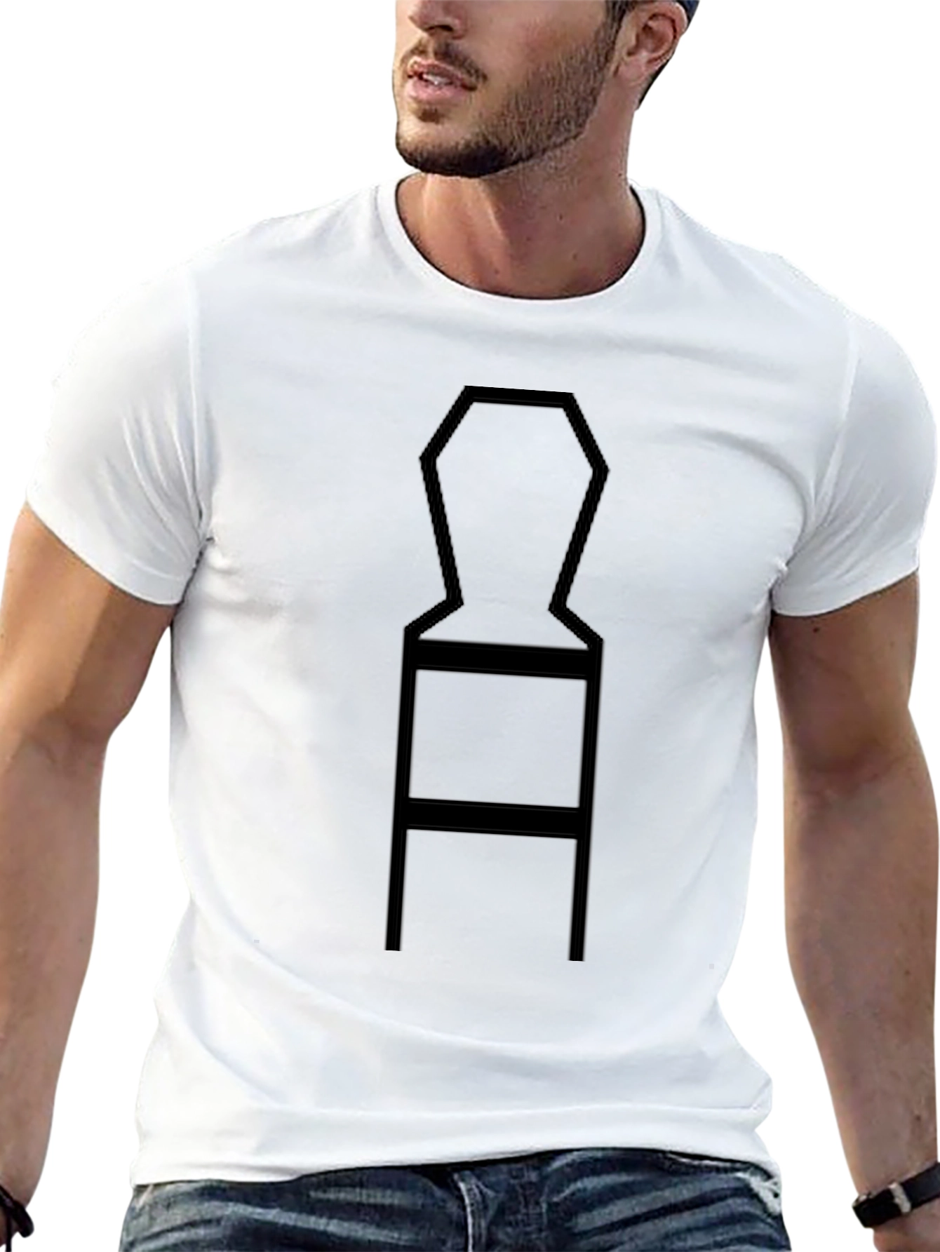 Geometric Chair Graphic Tee - Minimalist Style