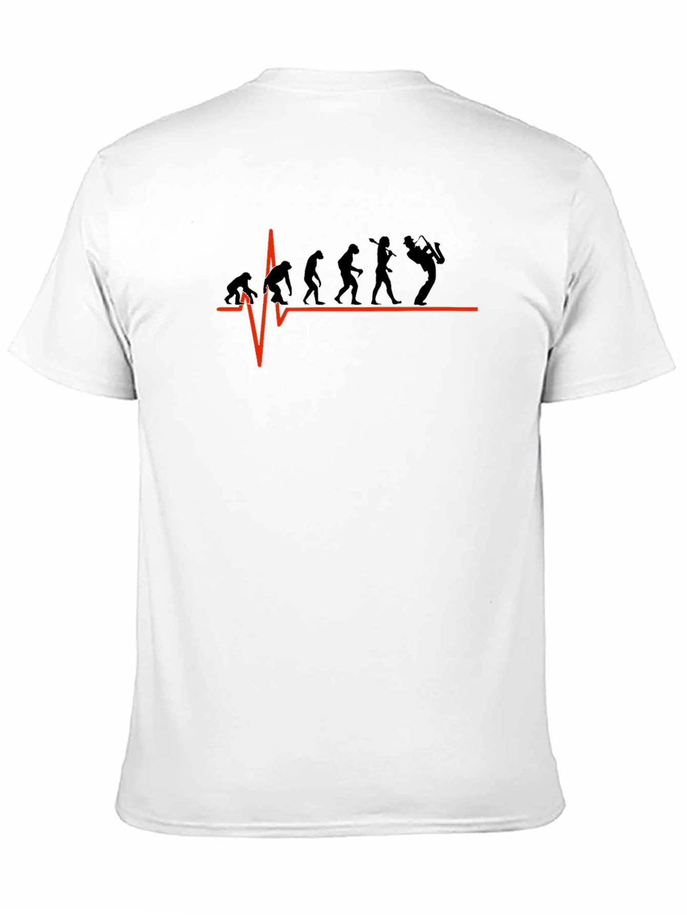 Evolution Saxophone Heartbeat T-Shirt - Black Cotton Tee