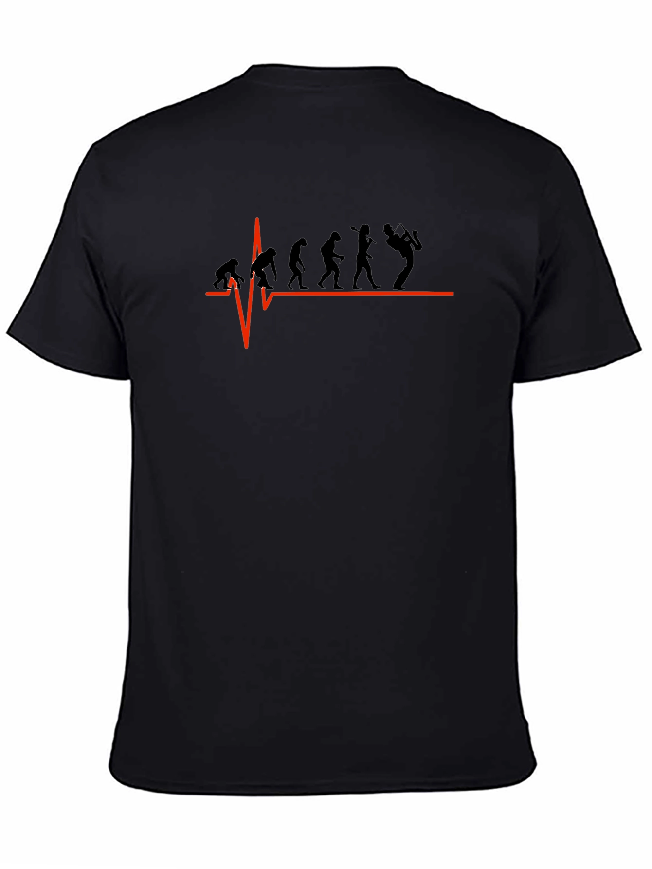 Evolution Saxophone Heartbeat T-Shirt - Black Cotton Tee