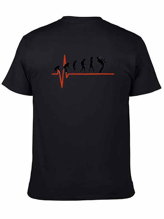 Evolution Saxophone Heartbeat T-Shirt - Black Cotton Tee