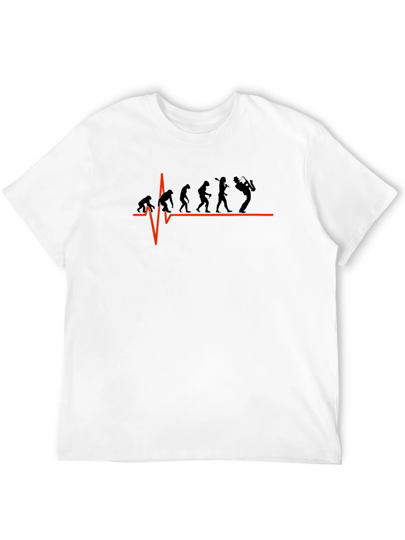Evolution Saxophone Heartbeat T-Shirt - Black Cotton Tee