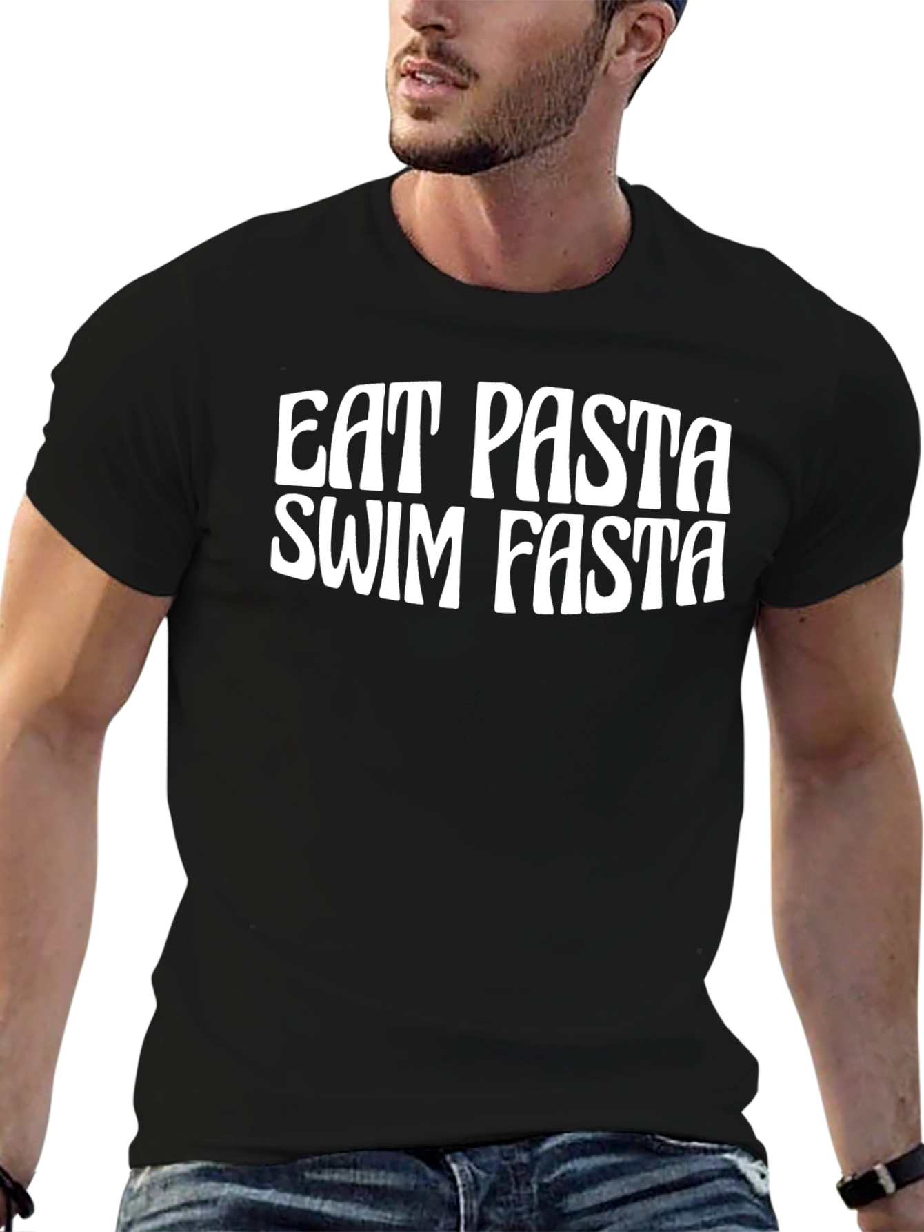 Eat Pasta Swim Fasta T-Shirt - Funny Fitness Tee