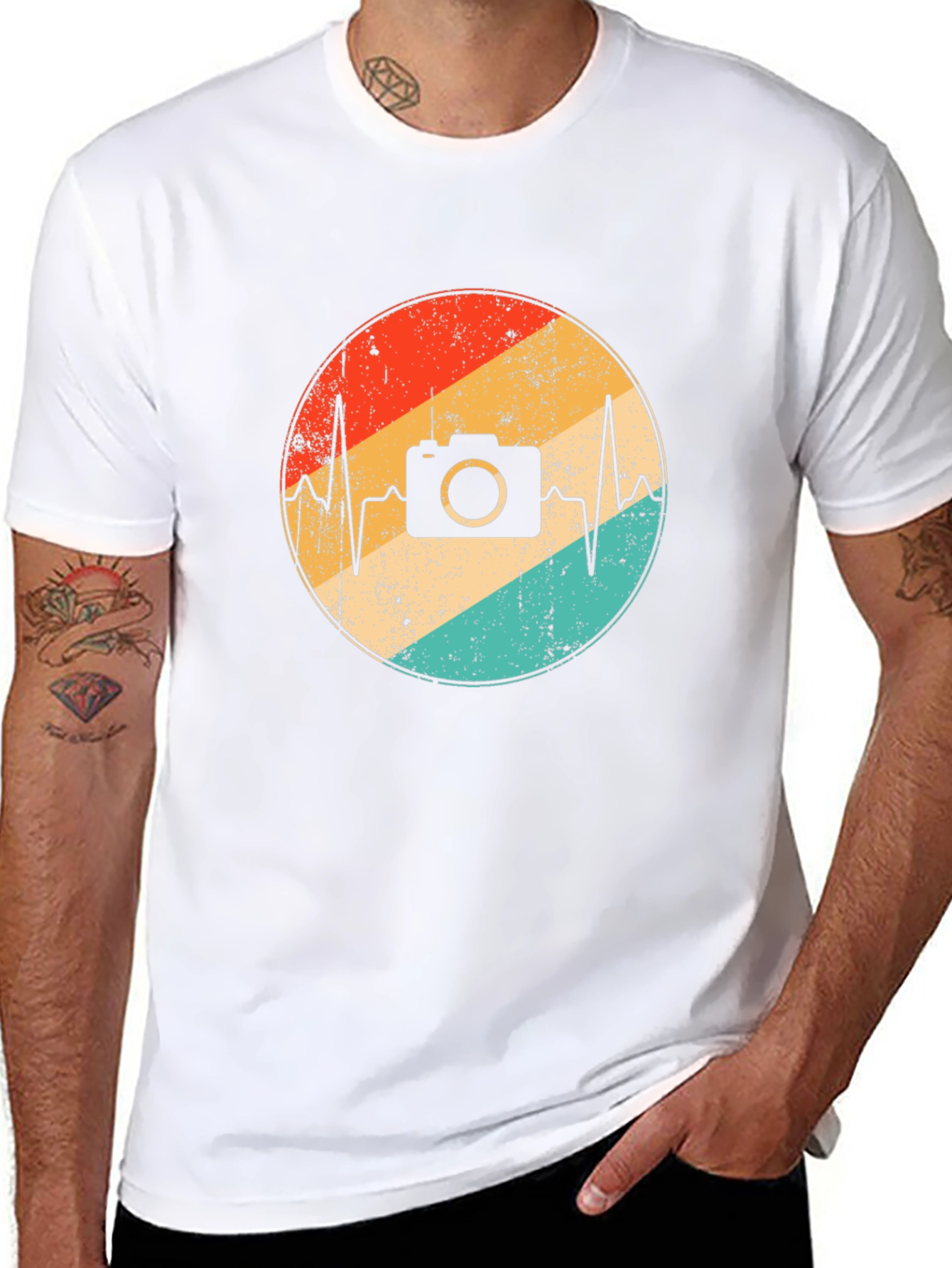 Retro Camera Heartbeat Graphic Tee