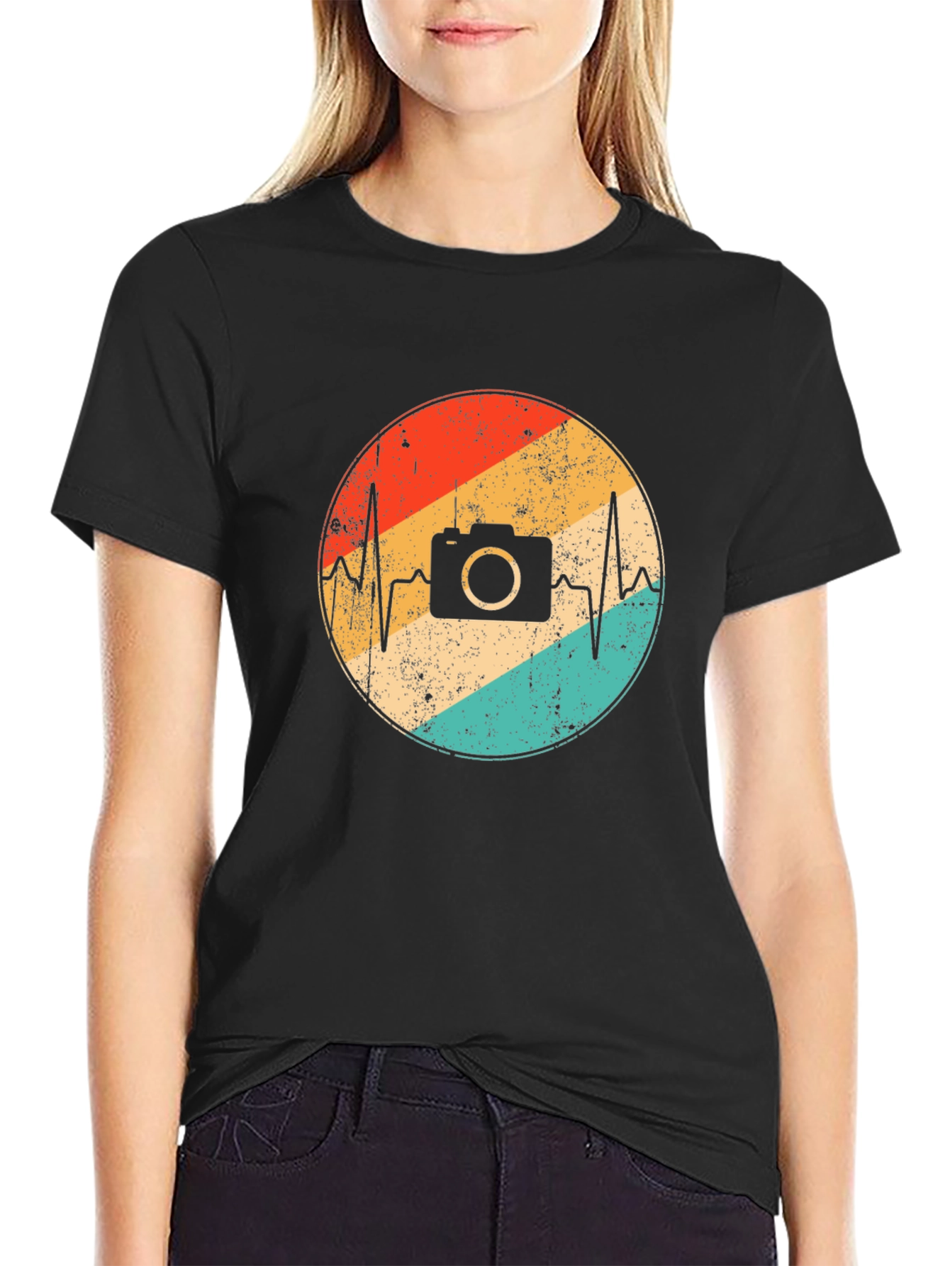 Retro Camera Heartbeat Graphic Tee