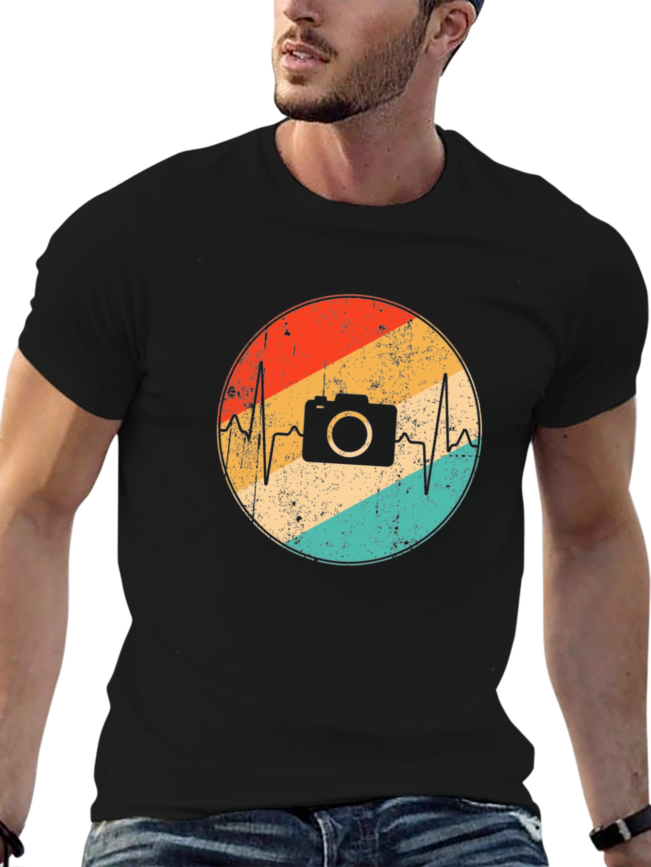 Retro Camera Heartbeat Graphic Tee