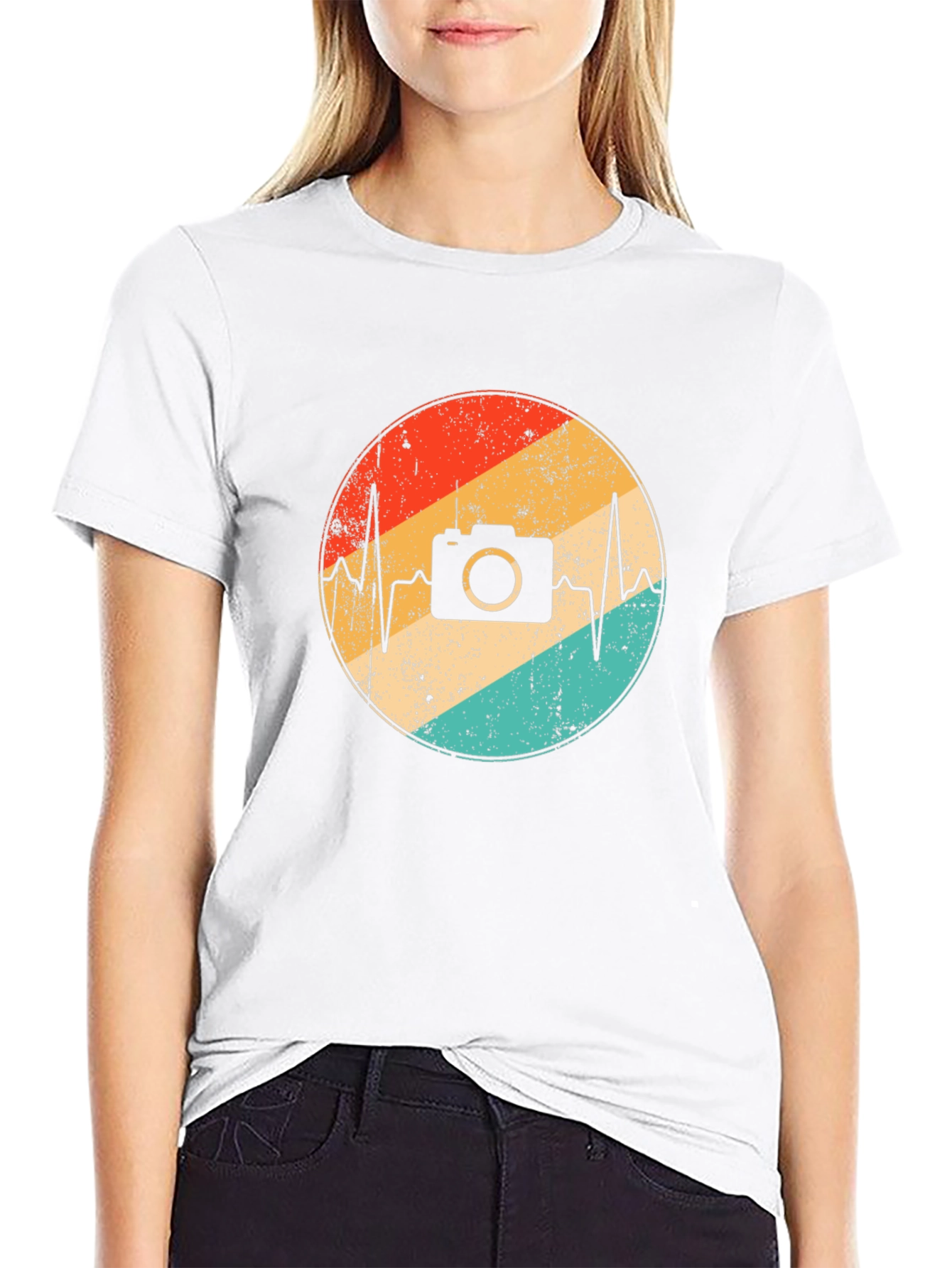 Retro Camera Heartbeat Graphic Tee