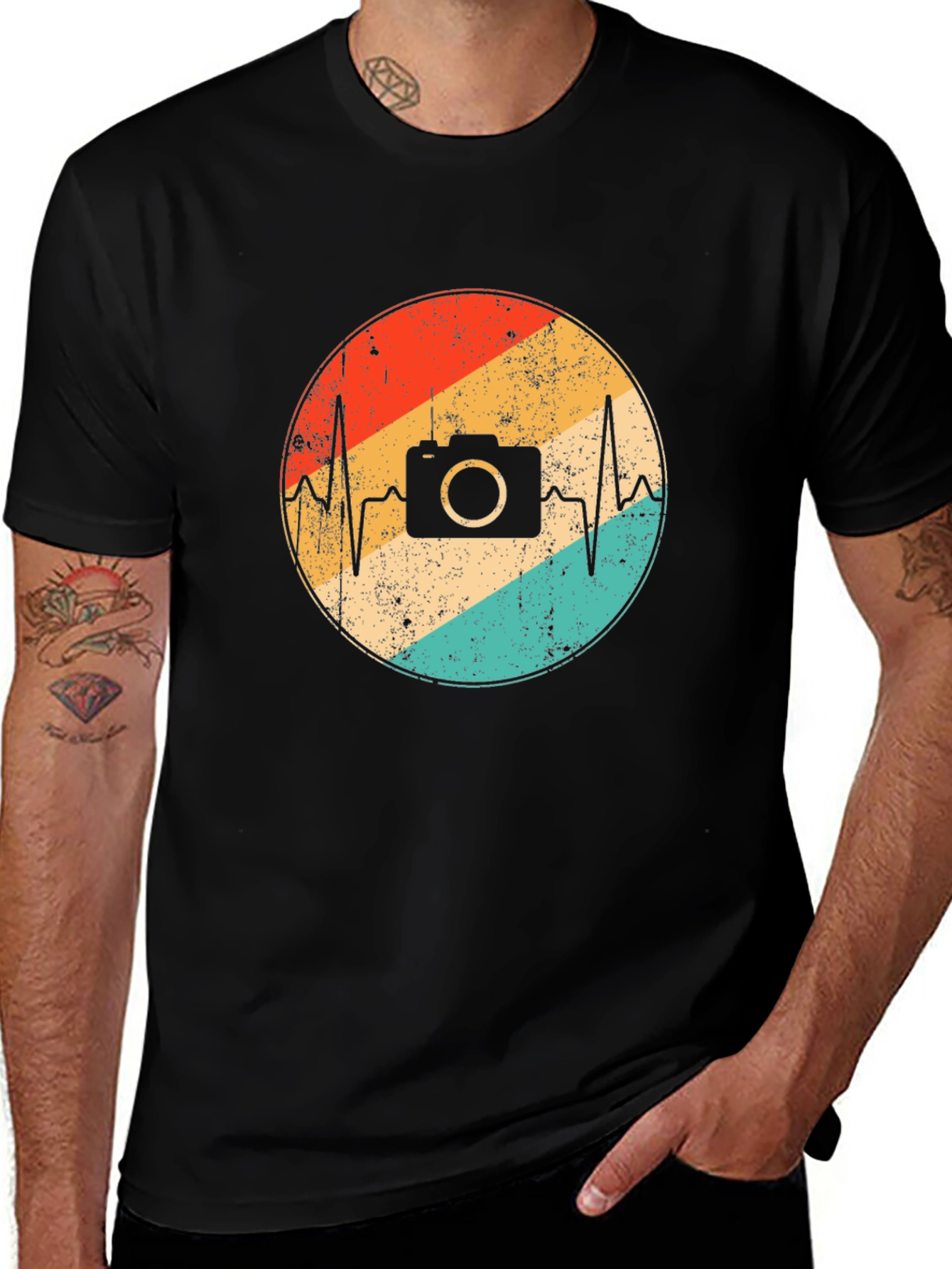Retro Camera Heartbeat Graphic Tee