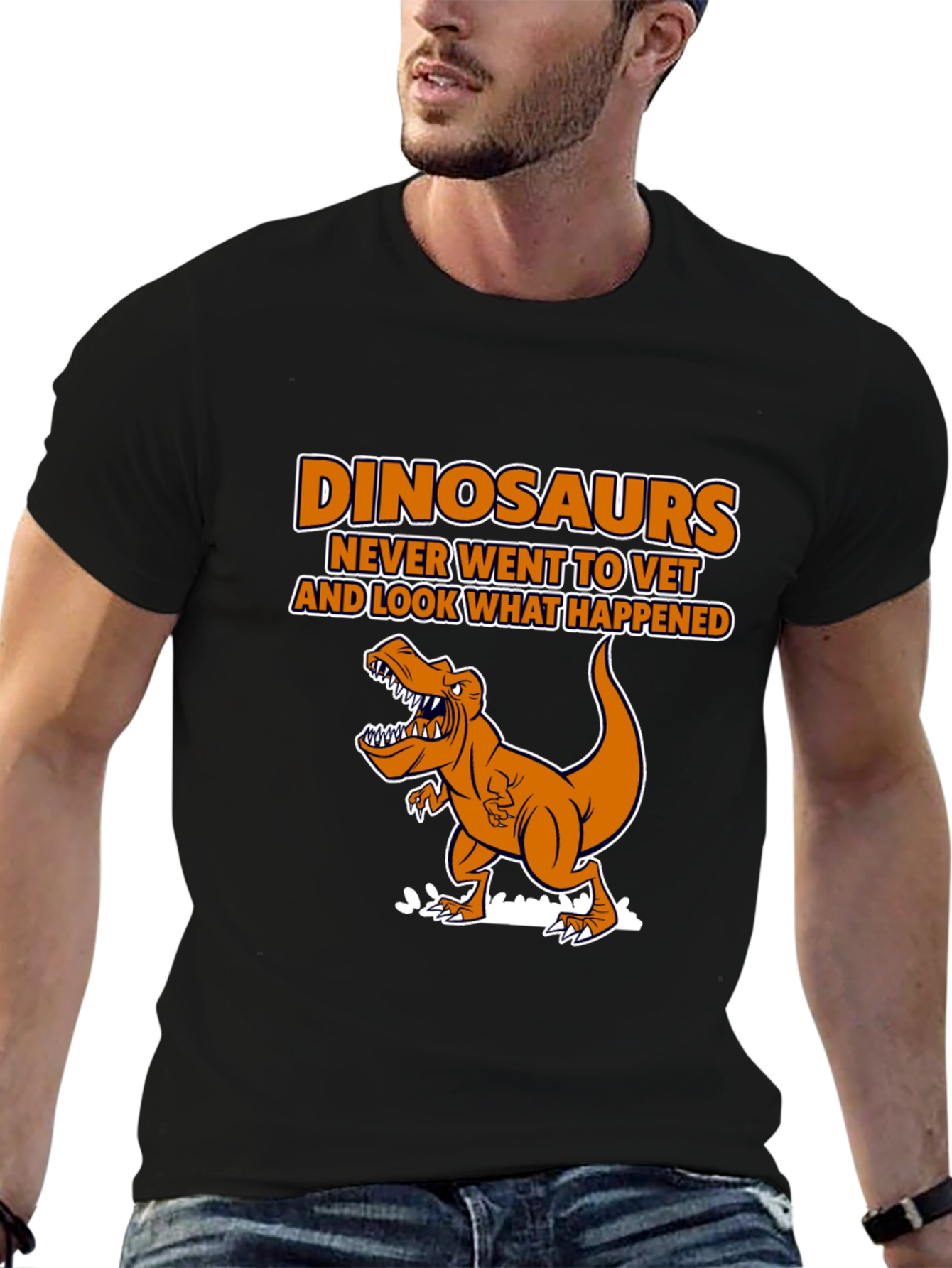 Dinosaurs Vet Humor Black T-Shirt