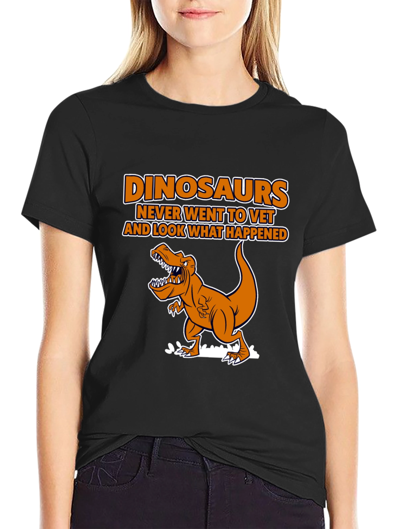 Dinosaurs Vet Humor Black T-Shirt