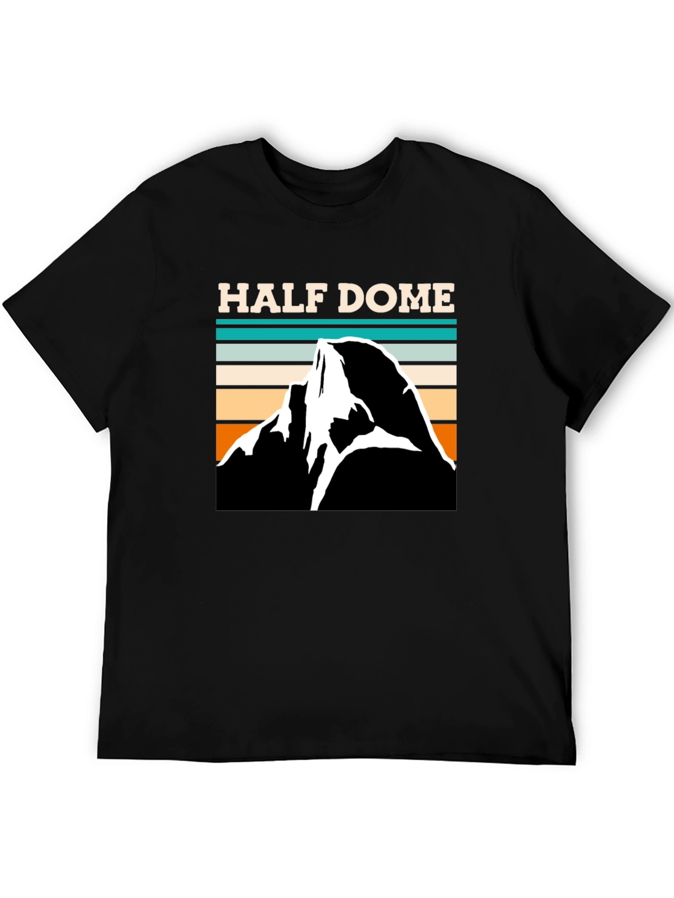 Half Dome Retro Graphic Tee - Black Cotton T-Shirt