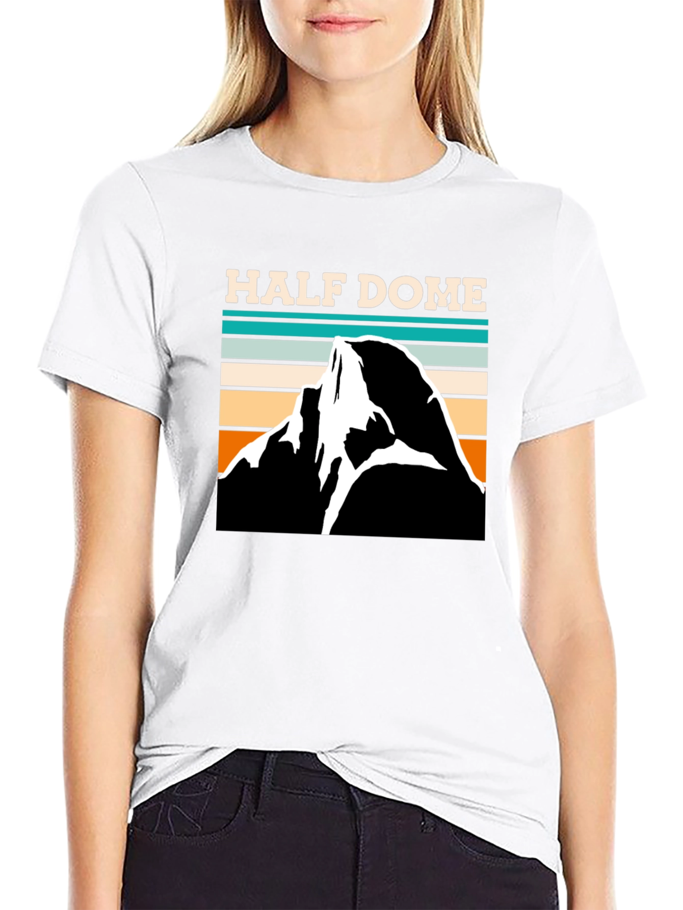 Half Dome Retro Graphic Tee - Black Cotton T-Shirt