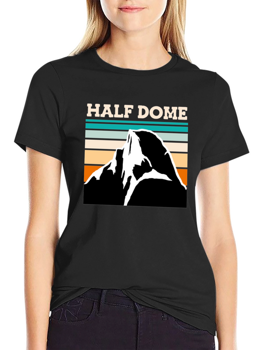 Half Dome Retro Graphic Tee - Black Cotton T-Shirt