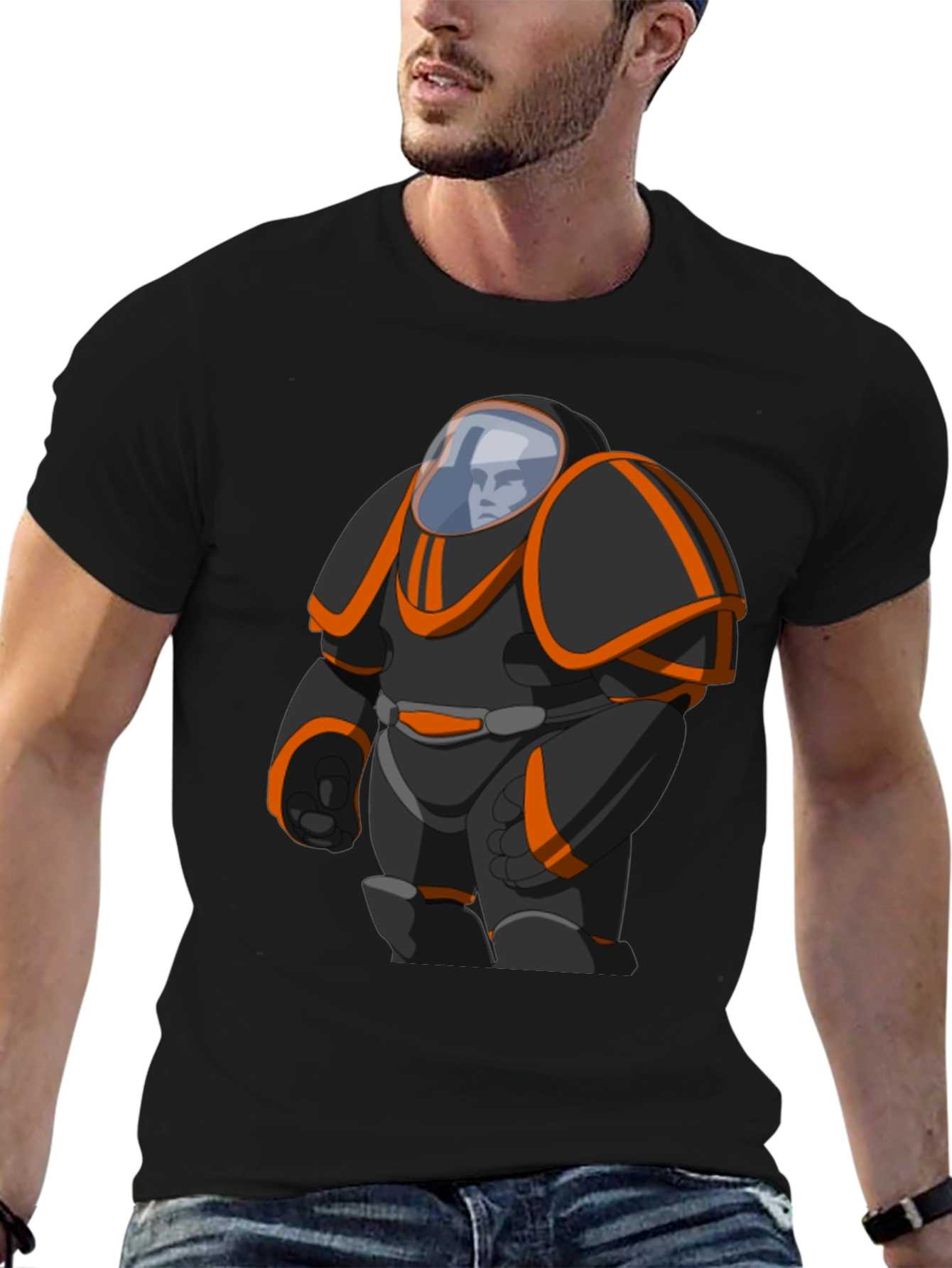 Sci-Fi Space Suit Graphic Black T-Shirt