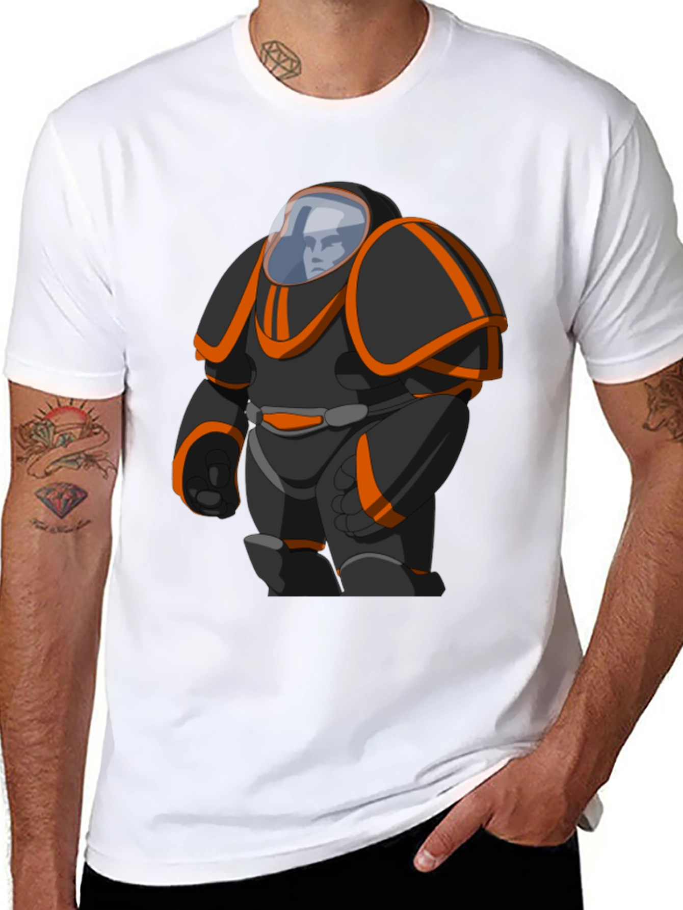 Sci-Fi Space Suit Graphic Black T-Shirt