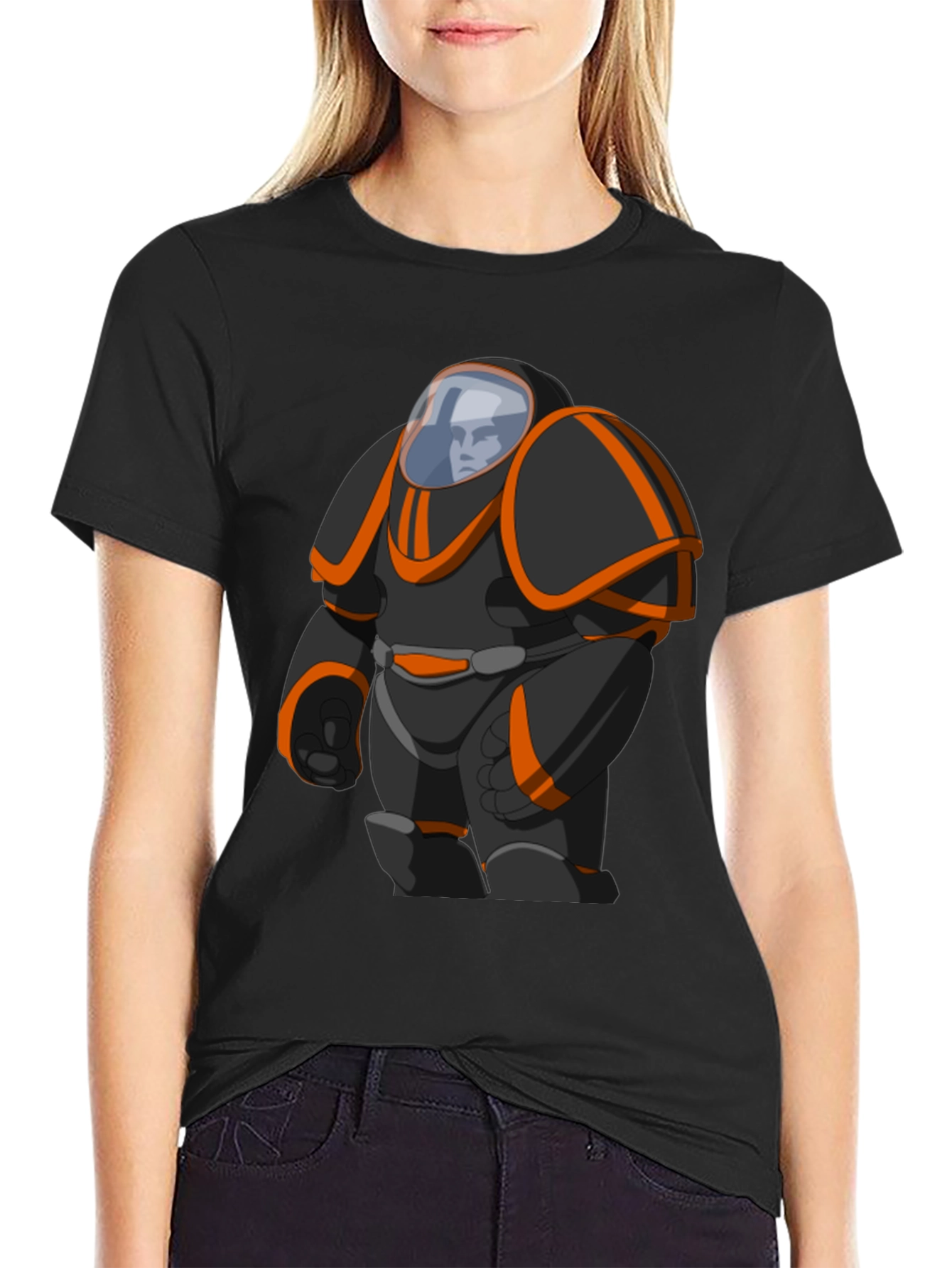 Sci-Fi Space Suit Graphic Black T-Shirt