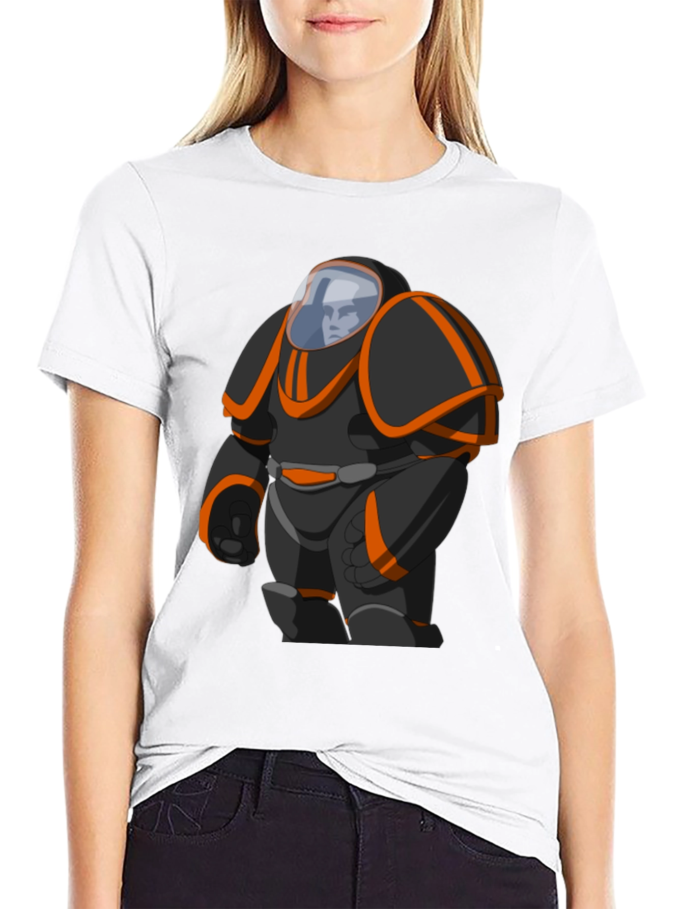 Sci-Fi Space Suit Graphic Black T-Shirt