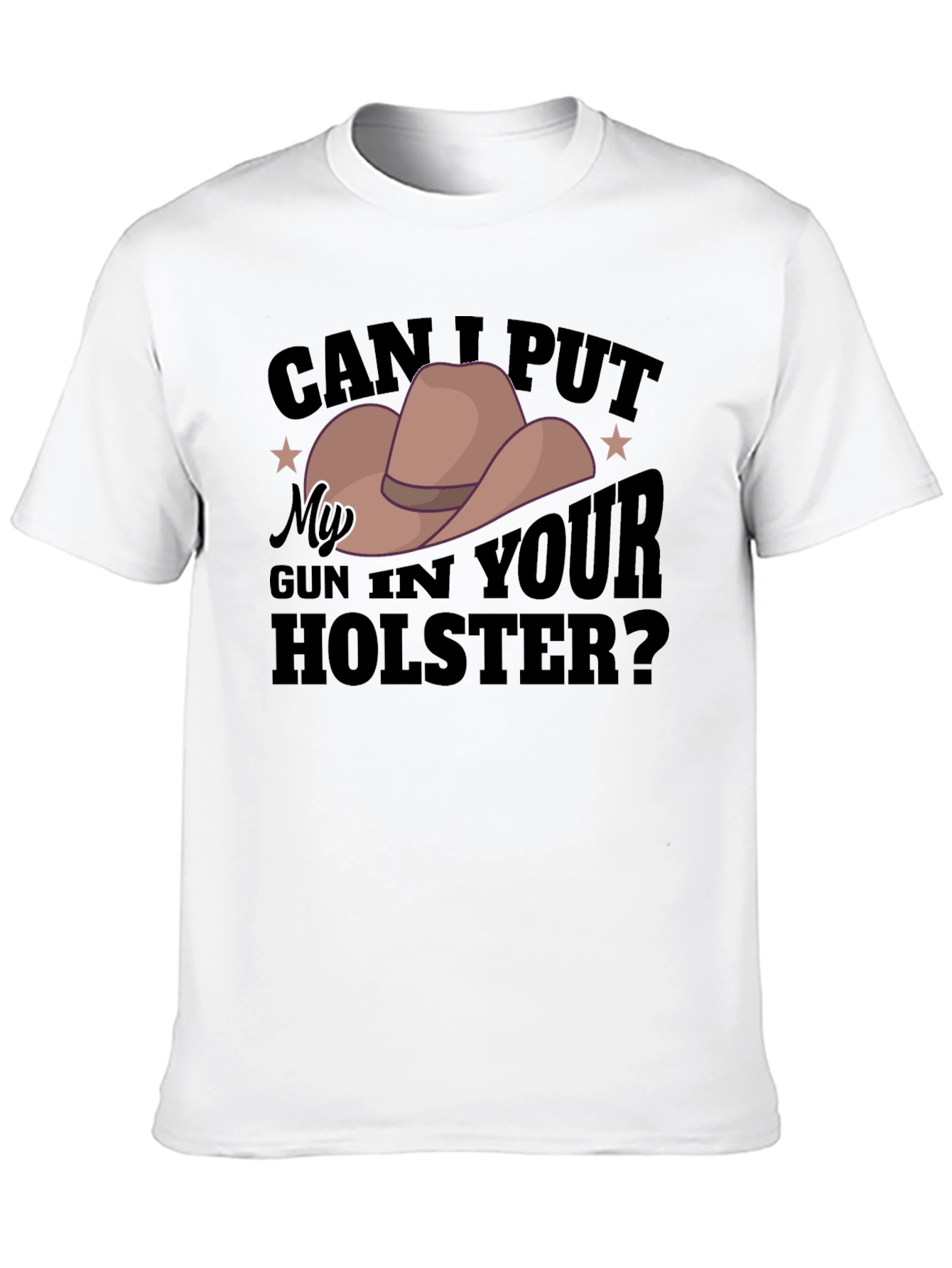 Humorous Cowboy Hat Gun Holster Graphic Tee