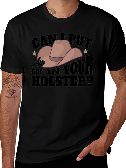 Humorous Cowboy Hat Gun Holster Graphic Tee