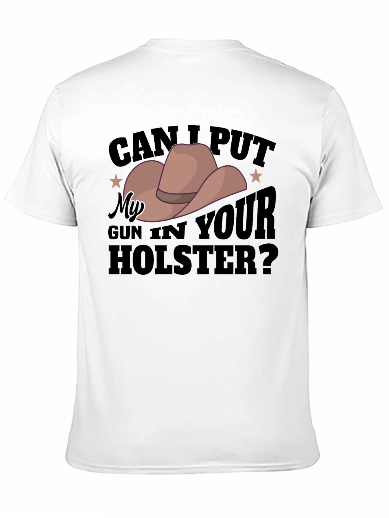 Humorous Cowboy Hat Gun Holster Graphic Tee