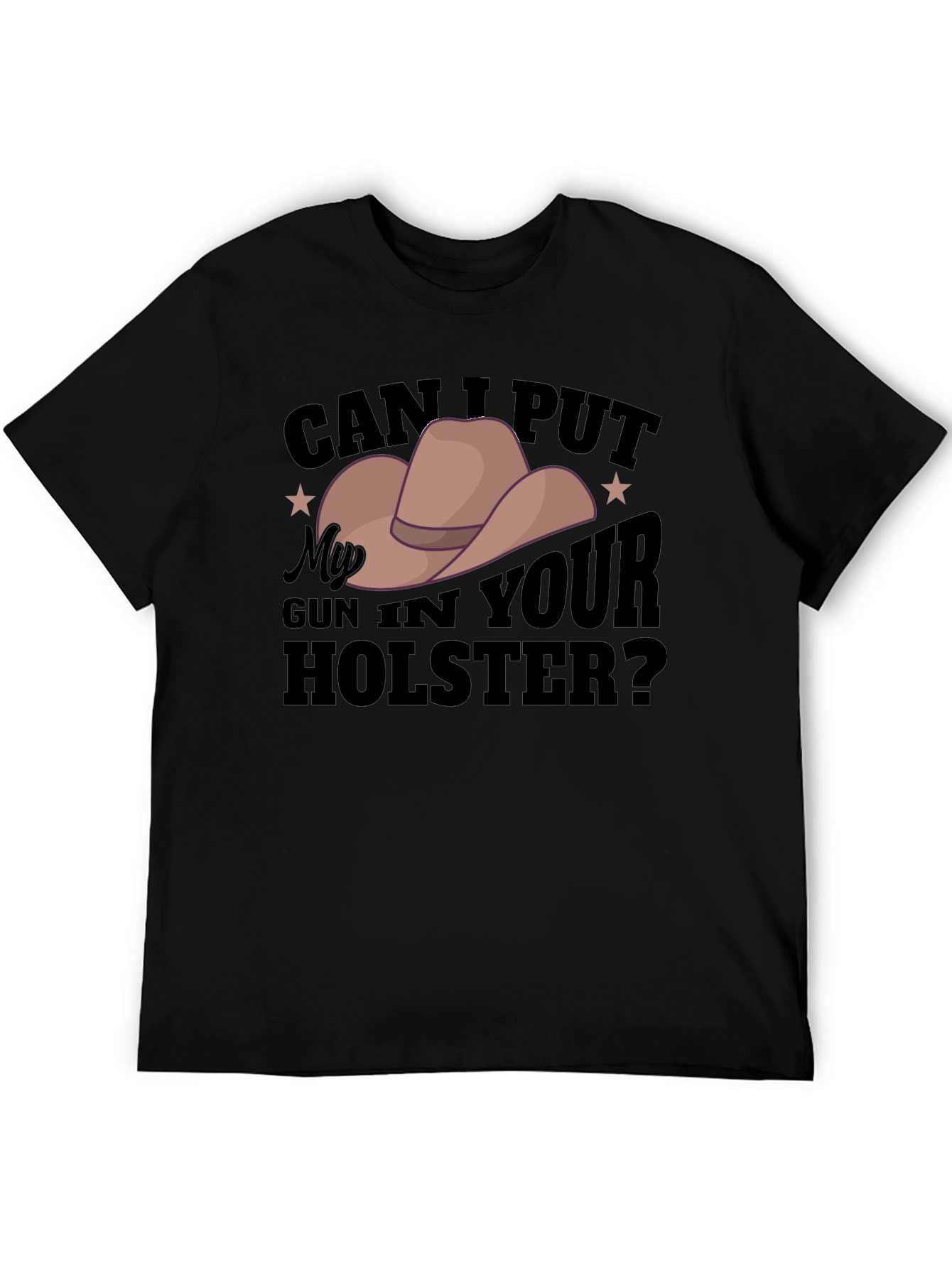 Humorous Cowboy Hat Gun Holster Graphic Tee