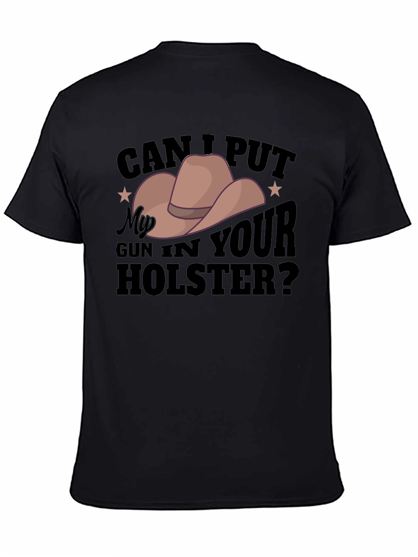 Humorous Cowboy Hat Gun Holster Graphic Tee