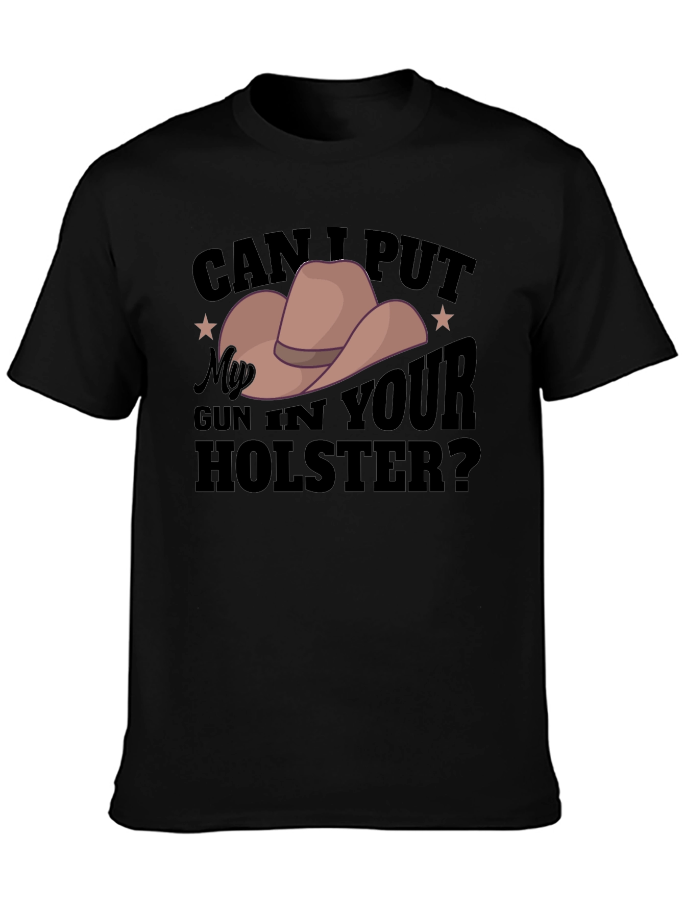 Humorous Cowboy Hat Gun Holster Graphic Tee