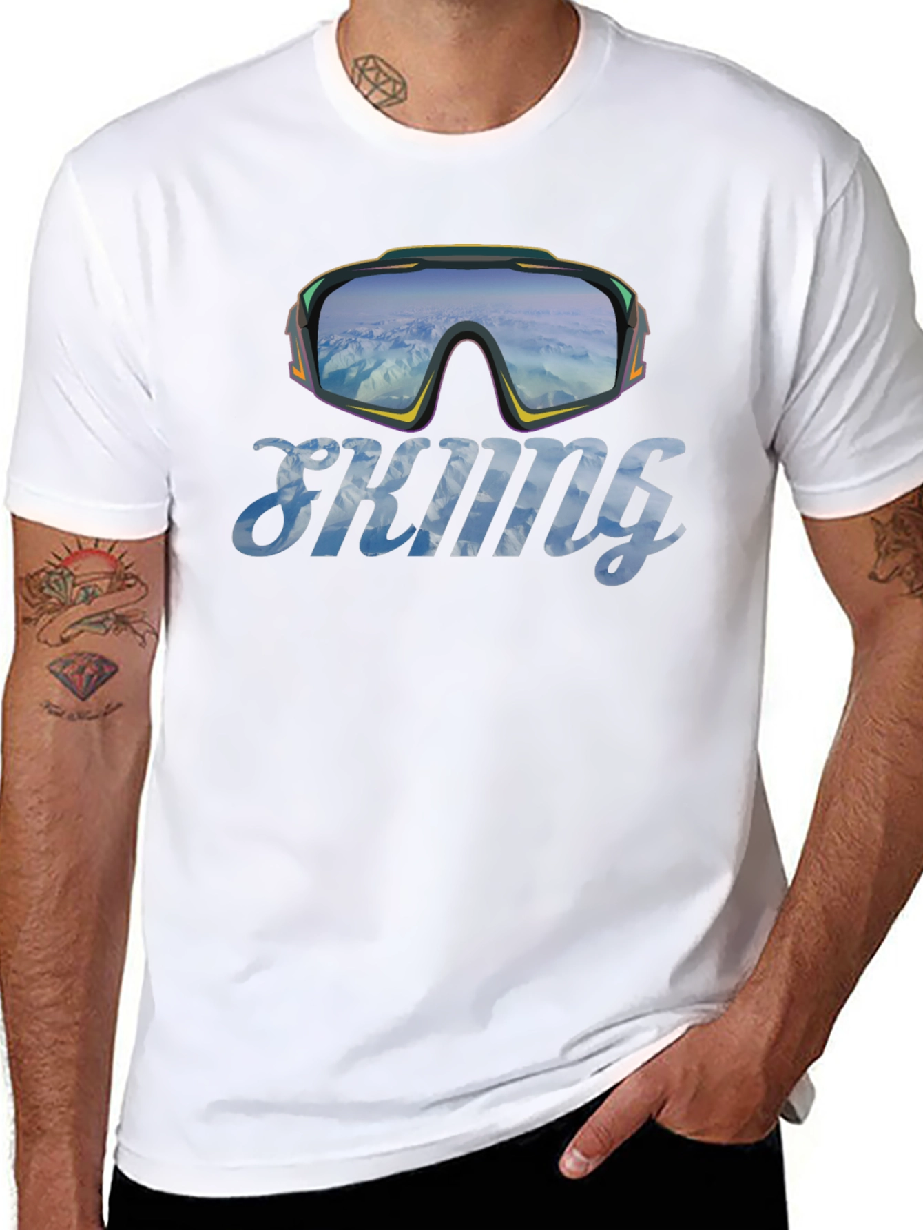 Skiing Goggles Graphic T-Shirt - Mountain Adventure Tee