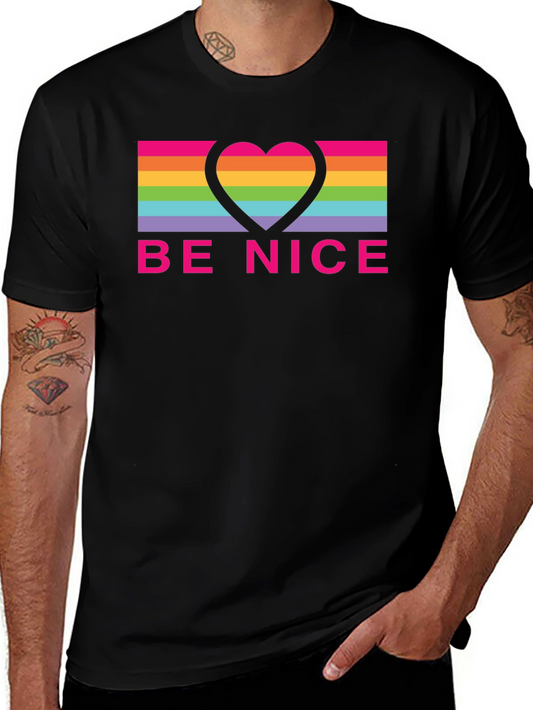 Be Nice Heart Rainbow Graphic Tee