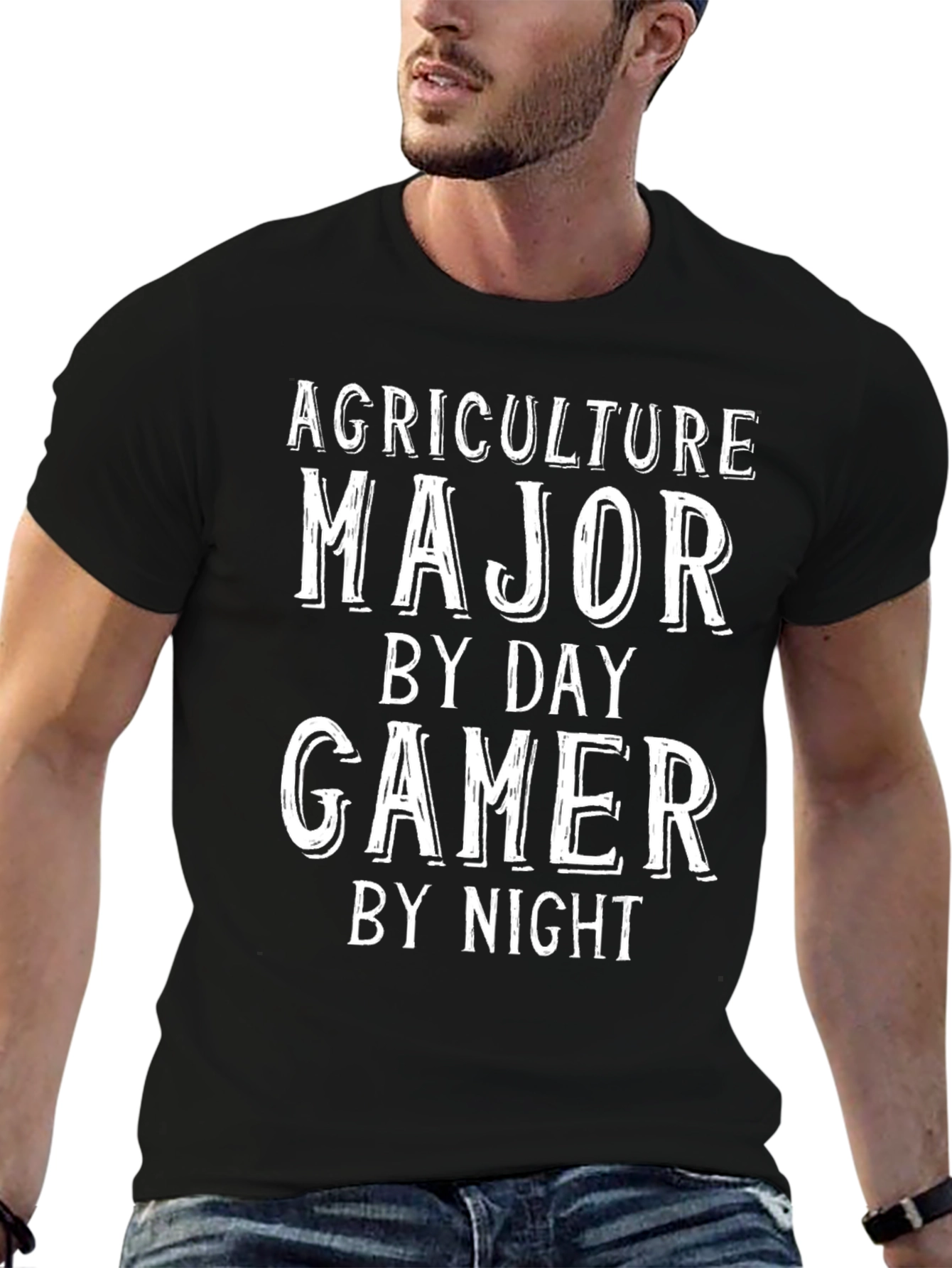Agriculture Major Gamer Funny Black T-Shirt
