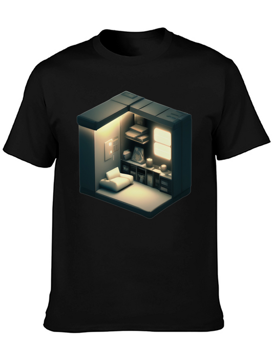 Isometric Room Graphic Tee - Modern Style Shirt