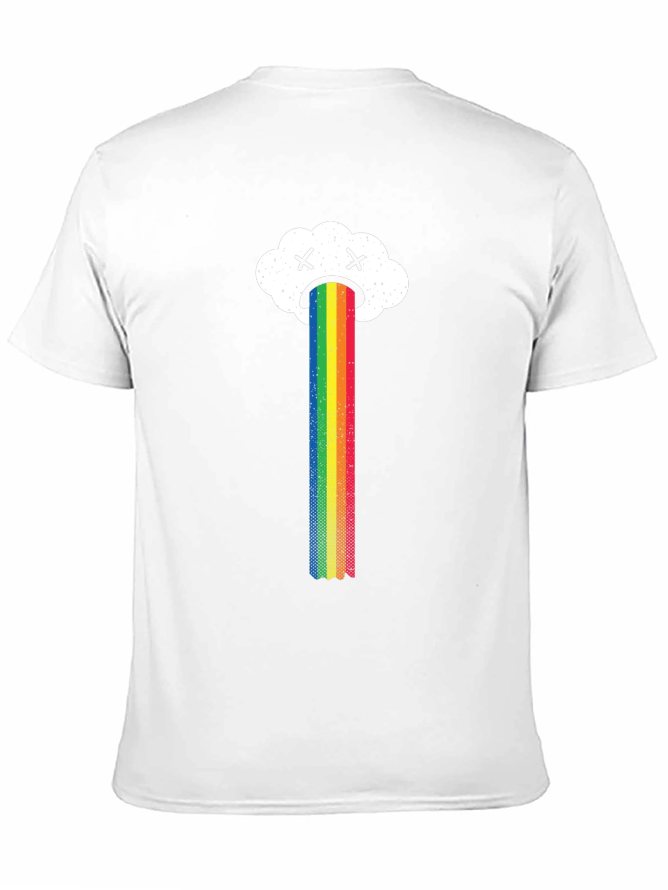 Sad Cloud Rainbow Graphic Tee - Black Casual T-Shirt