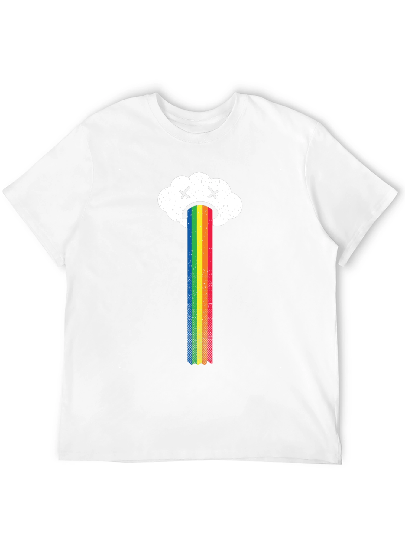 Sad Cloud Rainbow Graphic Tee - Black Casual T-Shirt