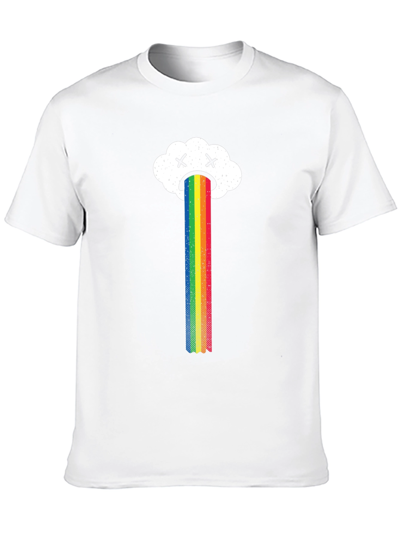 Sad Cloud Rainbow Graphic Tee - Black Casual T-Shirt