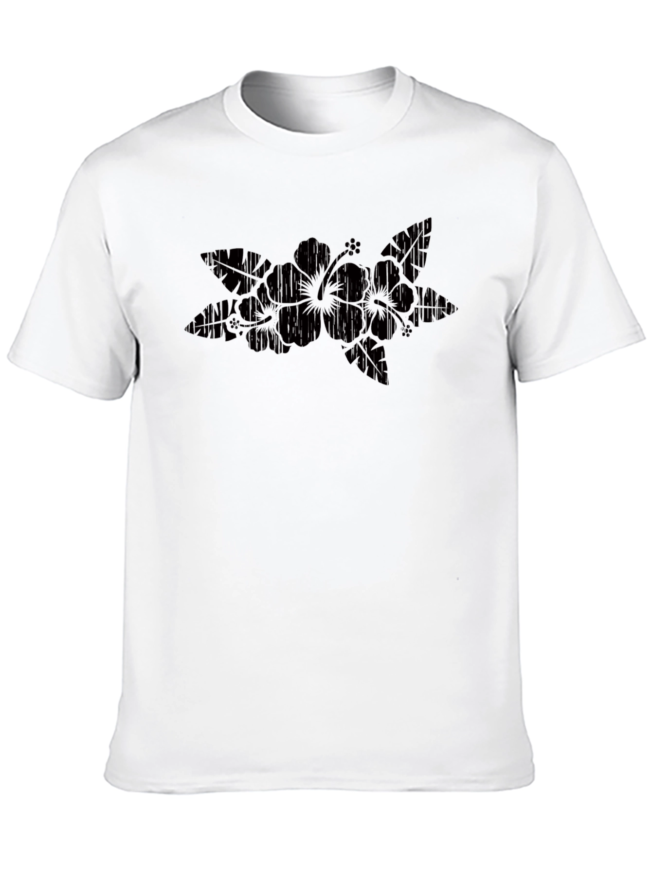 Hibiscus Flower Graphic Black T-Shirt