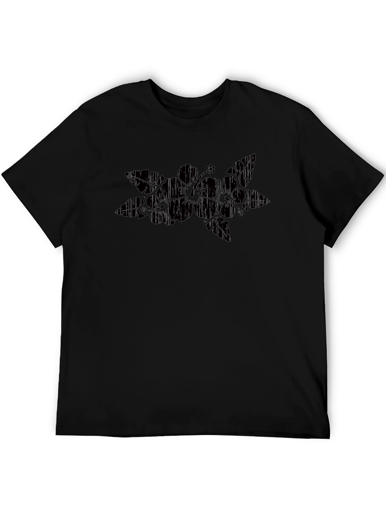 Hibiscus Flower Graphic Black T-Shirt