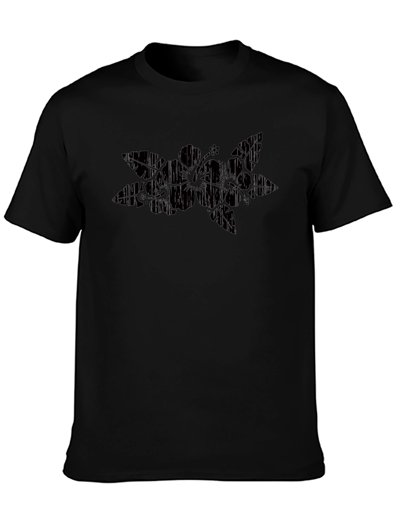 Hibiscus Flower Graphic Black T-Shirt