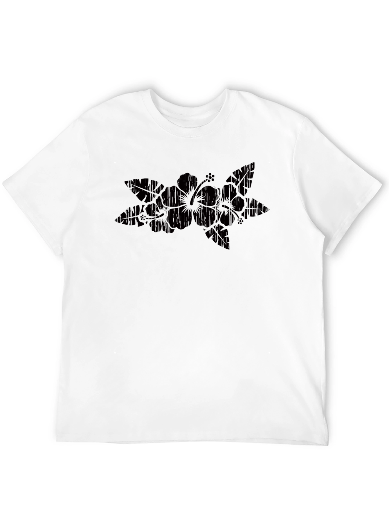 Hibiscus Flower Graphic Black T-Shirt