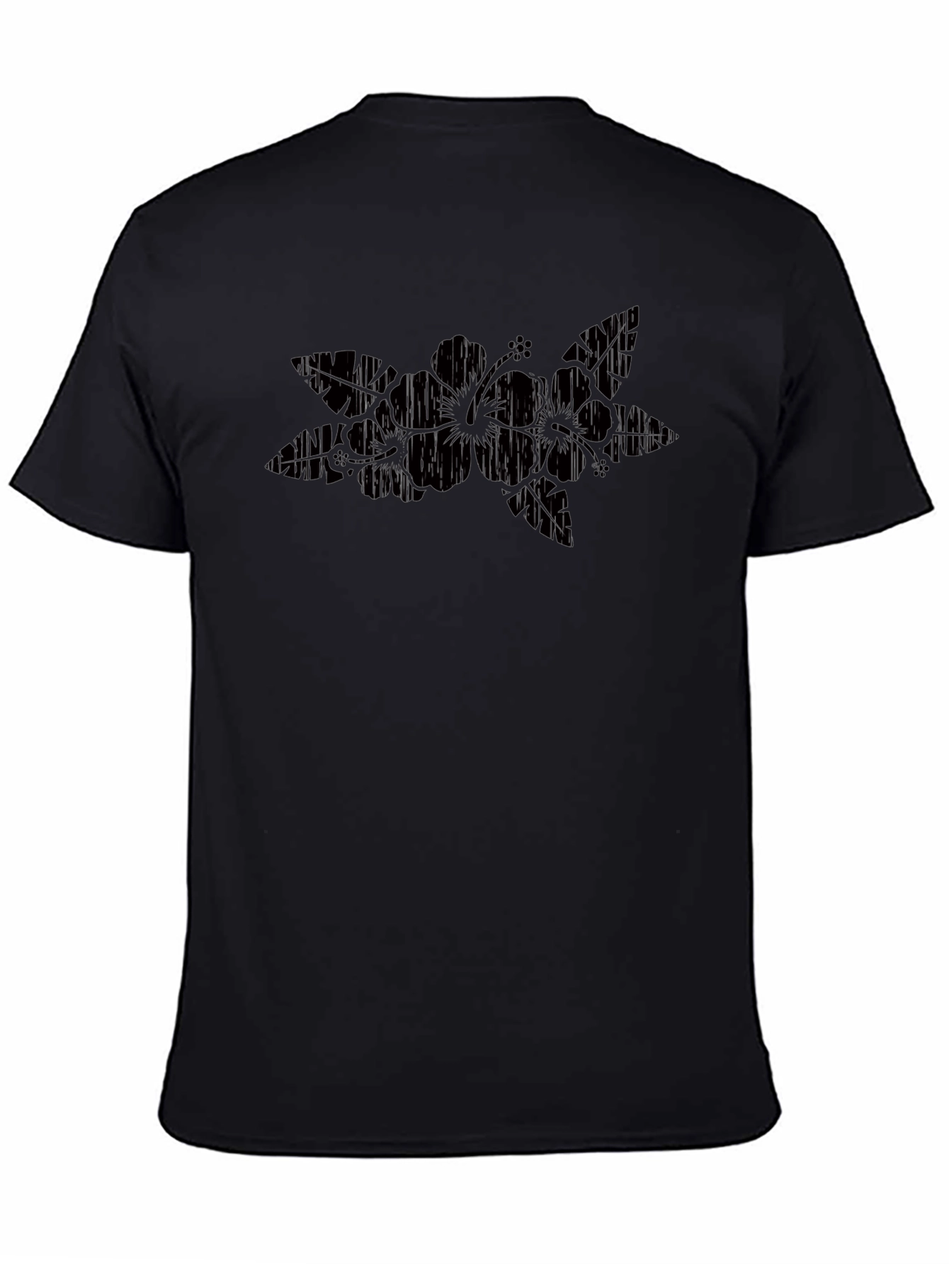 Hibiscus Flower Graphic Black T-Shirt